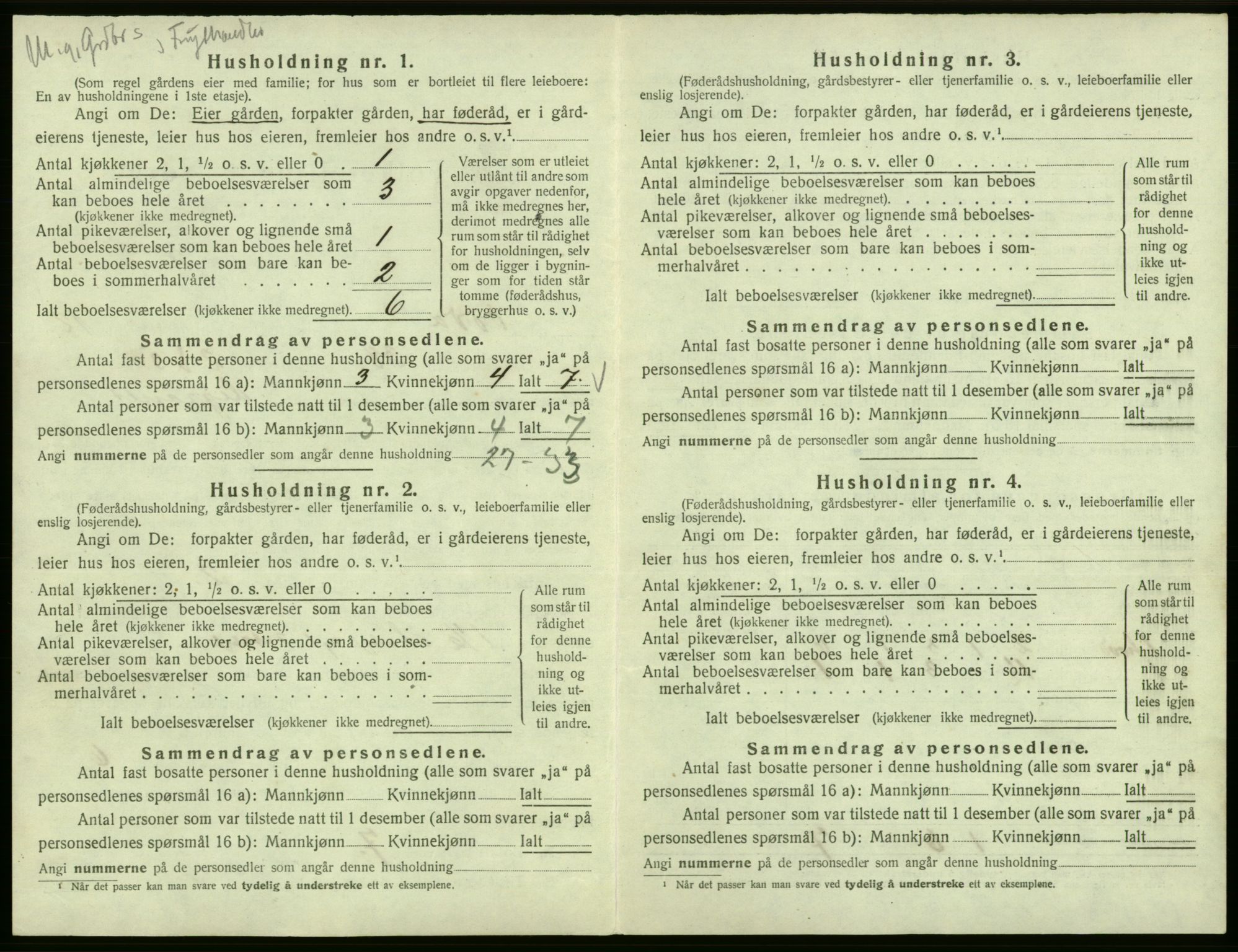 SAB, 1920 census for Odda, 1920, p. 1113