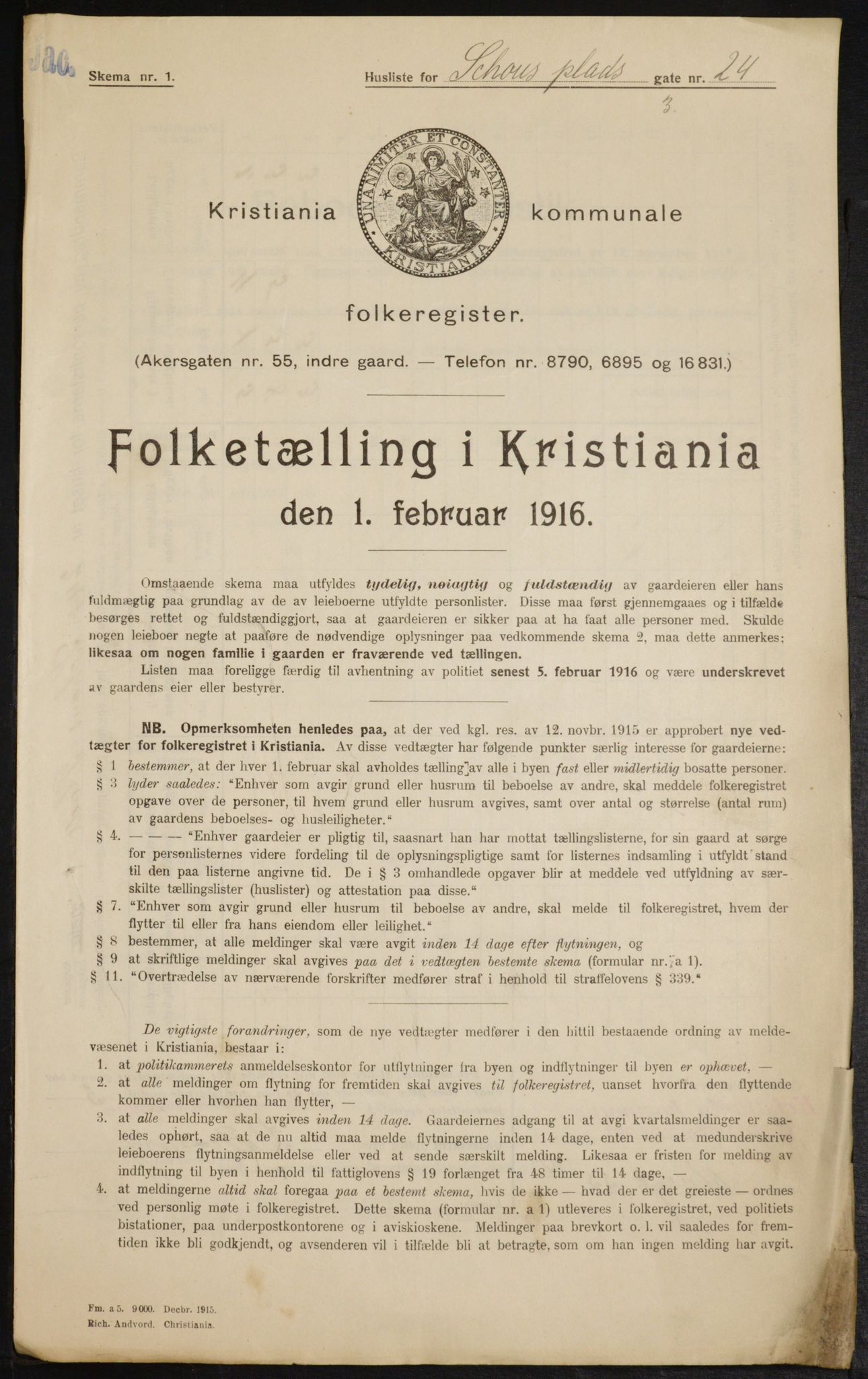 OBA, Municipal Census 1916 for Kristiania, 1916, p. 92653