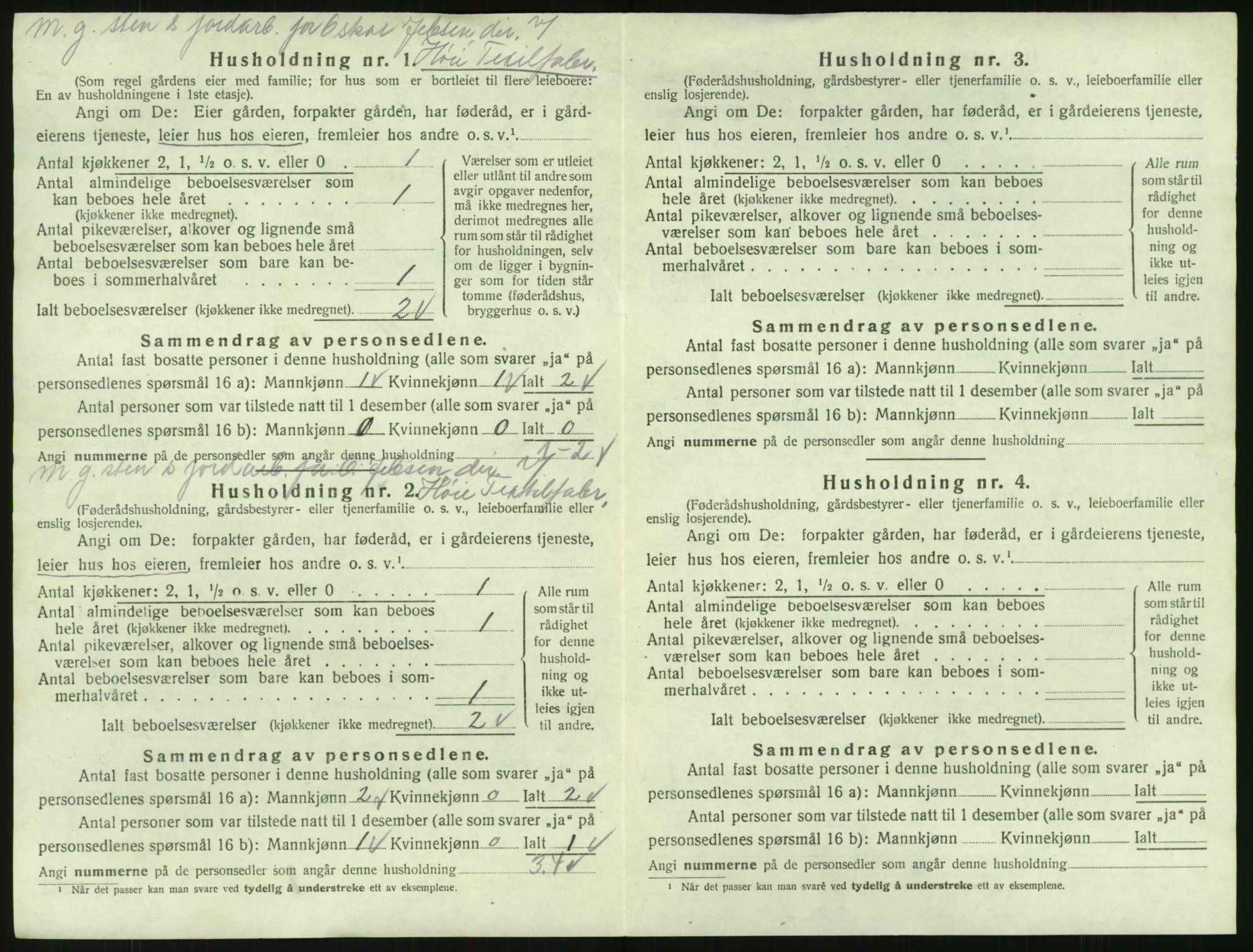 SAK, 1920 census for Bygland, 1920, p. 100