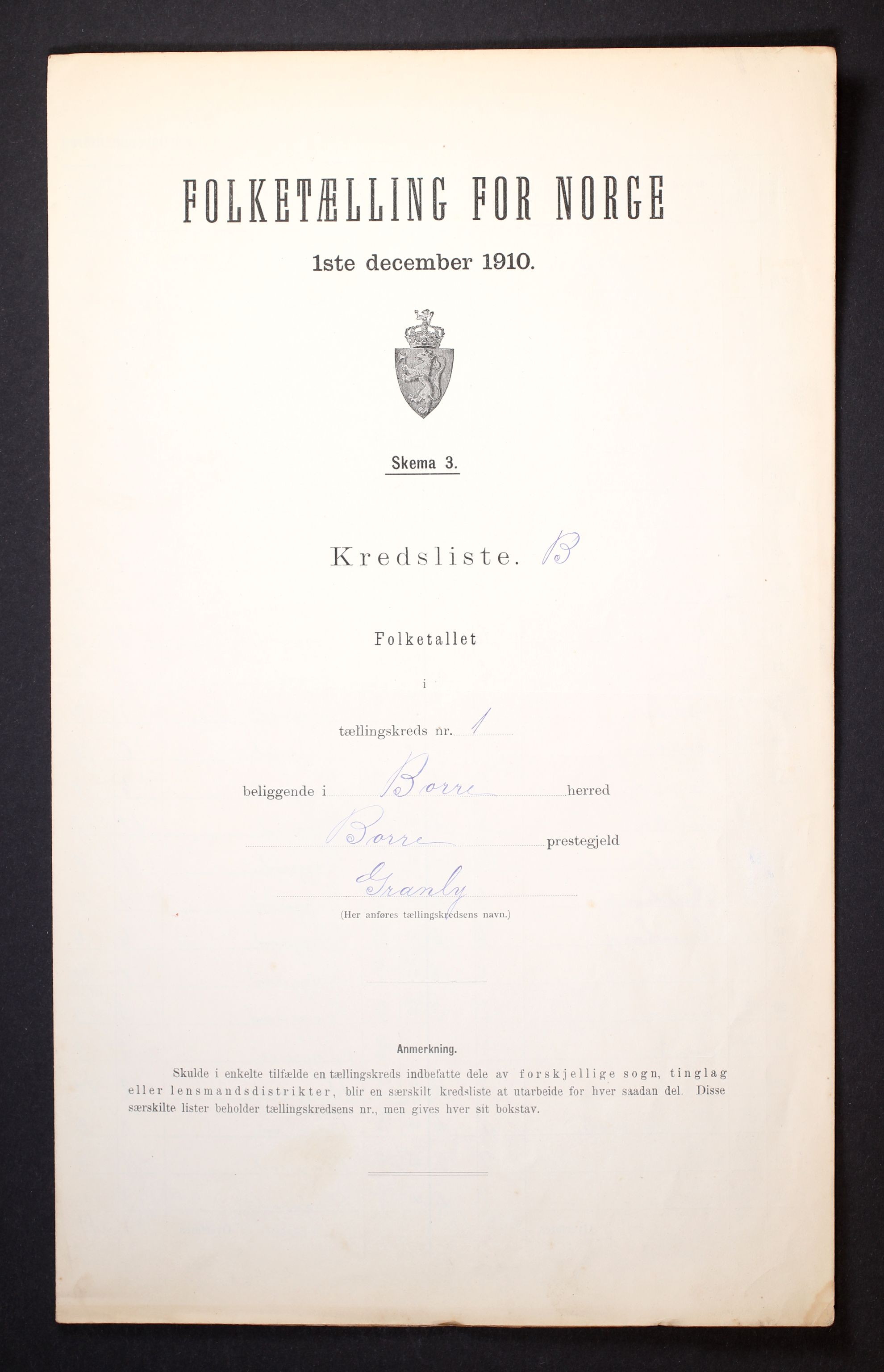 RA, 1910 census for Borre, 1910, p. 7