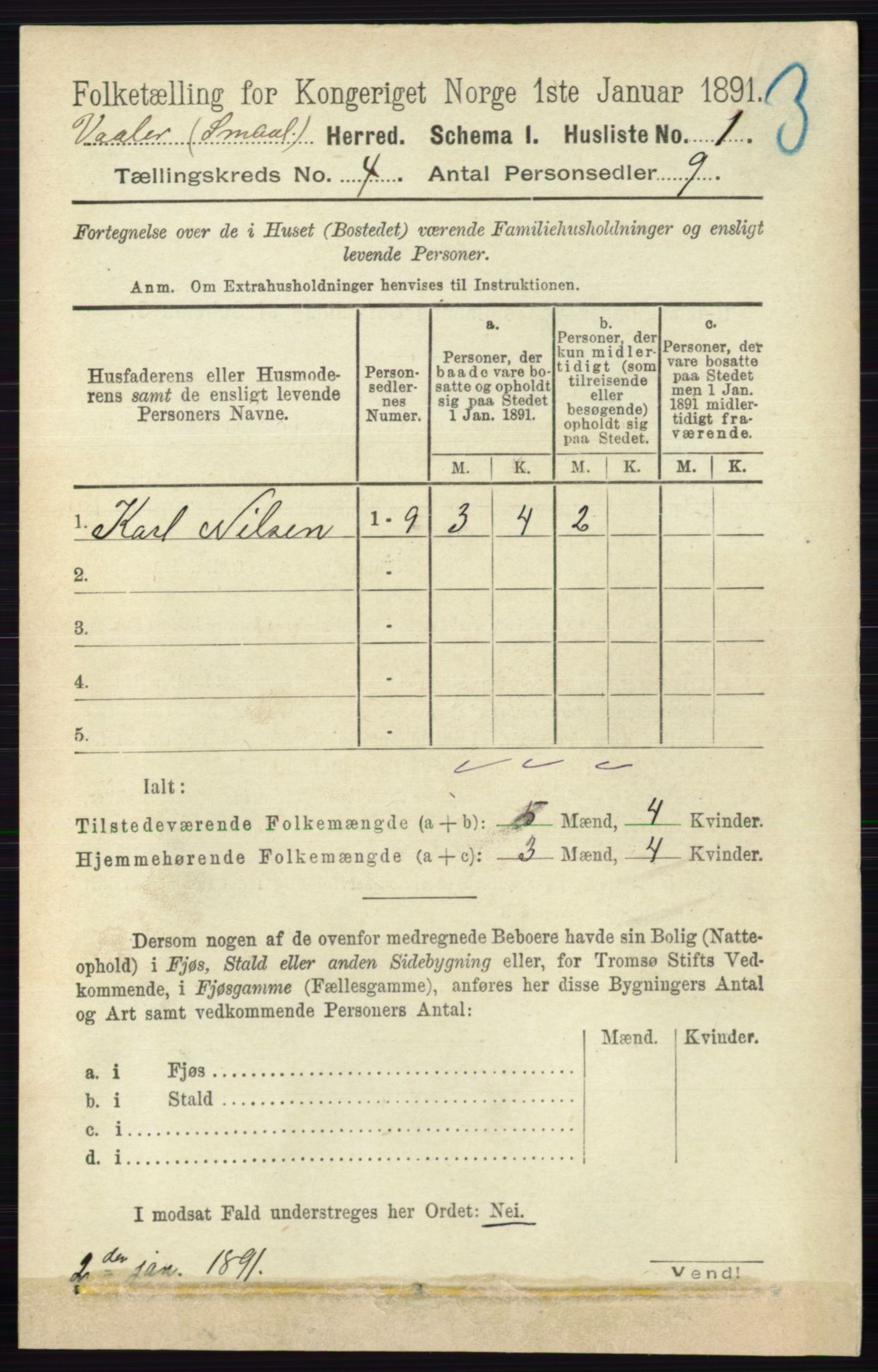 RA, 1891 census for 0137 Våler, 1891, p. 1549