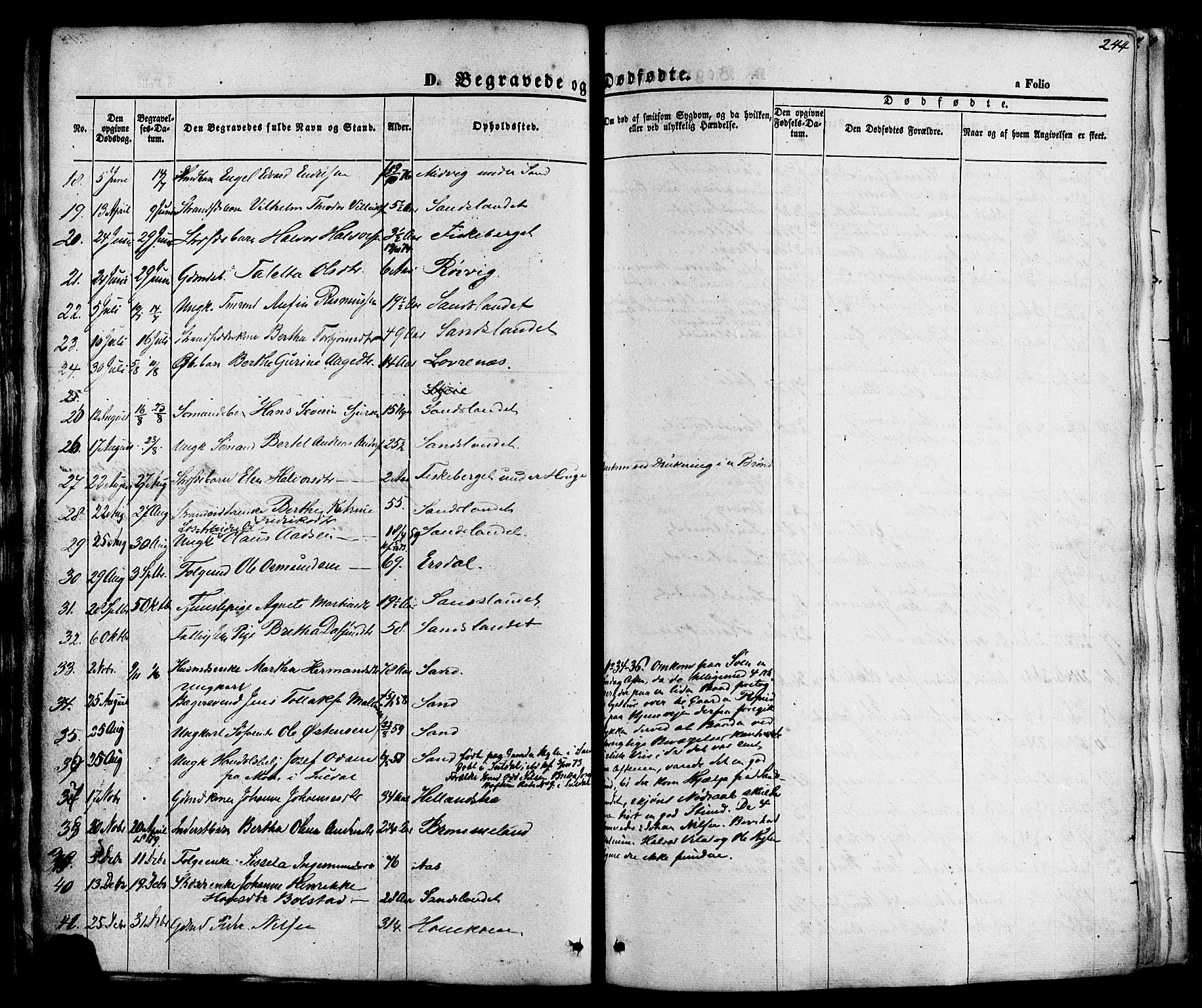 Sand sokneprestkontor, AV/SAST-A-101848/01/III/L0003: Parish register (official) no. A 3, 1854-1879, p. 244