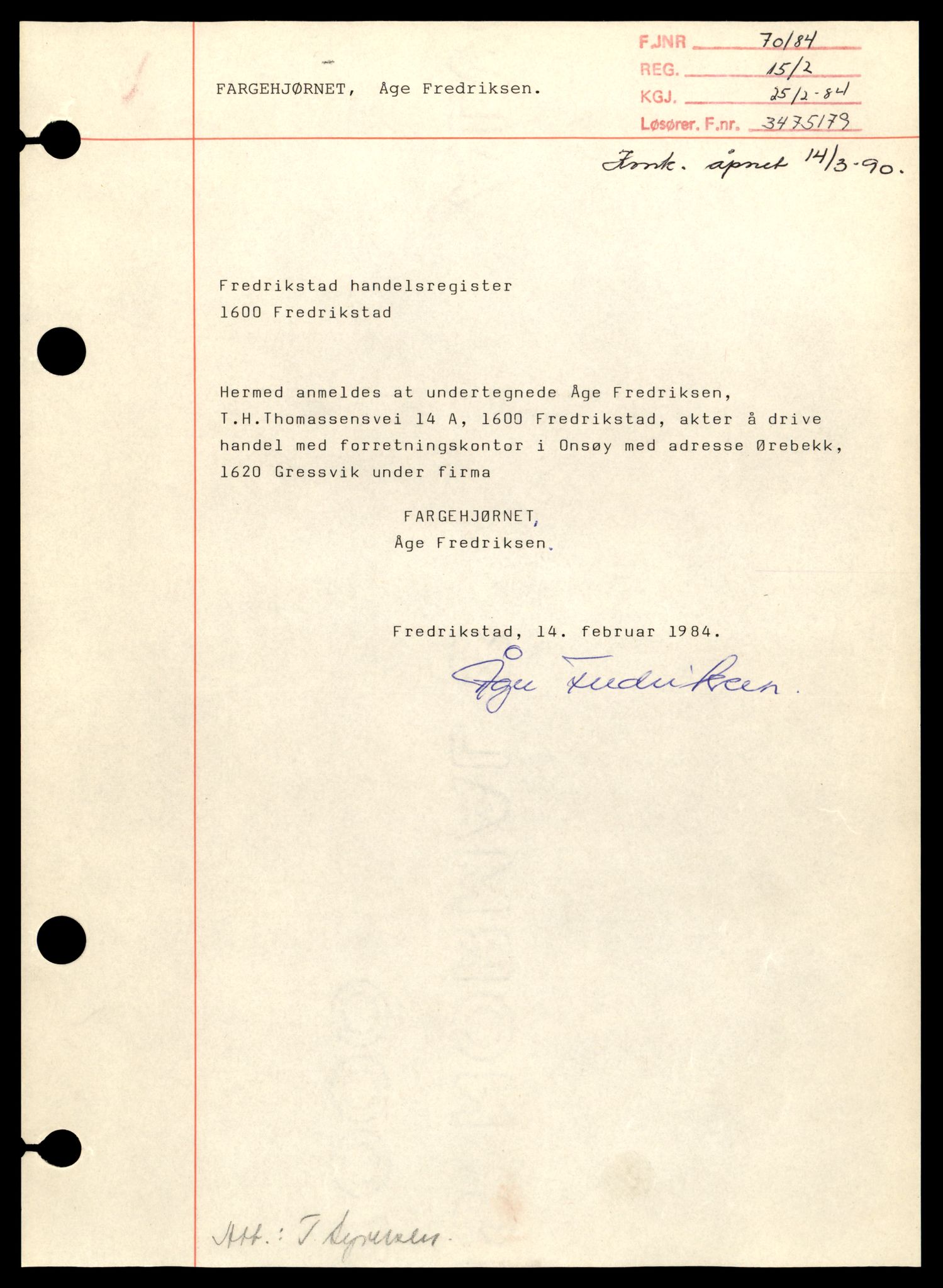 Fredrikstad tingrett, AV/SAT-A-10473/K/Ka/Kab/L0002: Enkeltmannsforetak, F-K, 1944-1990, p. 13