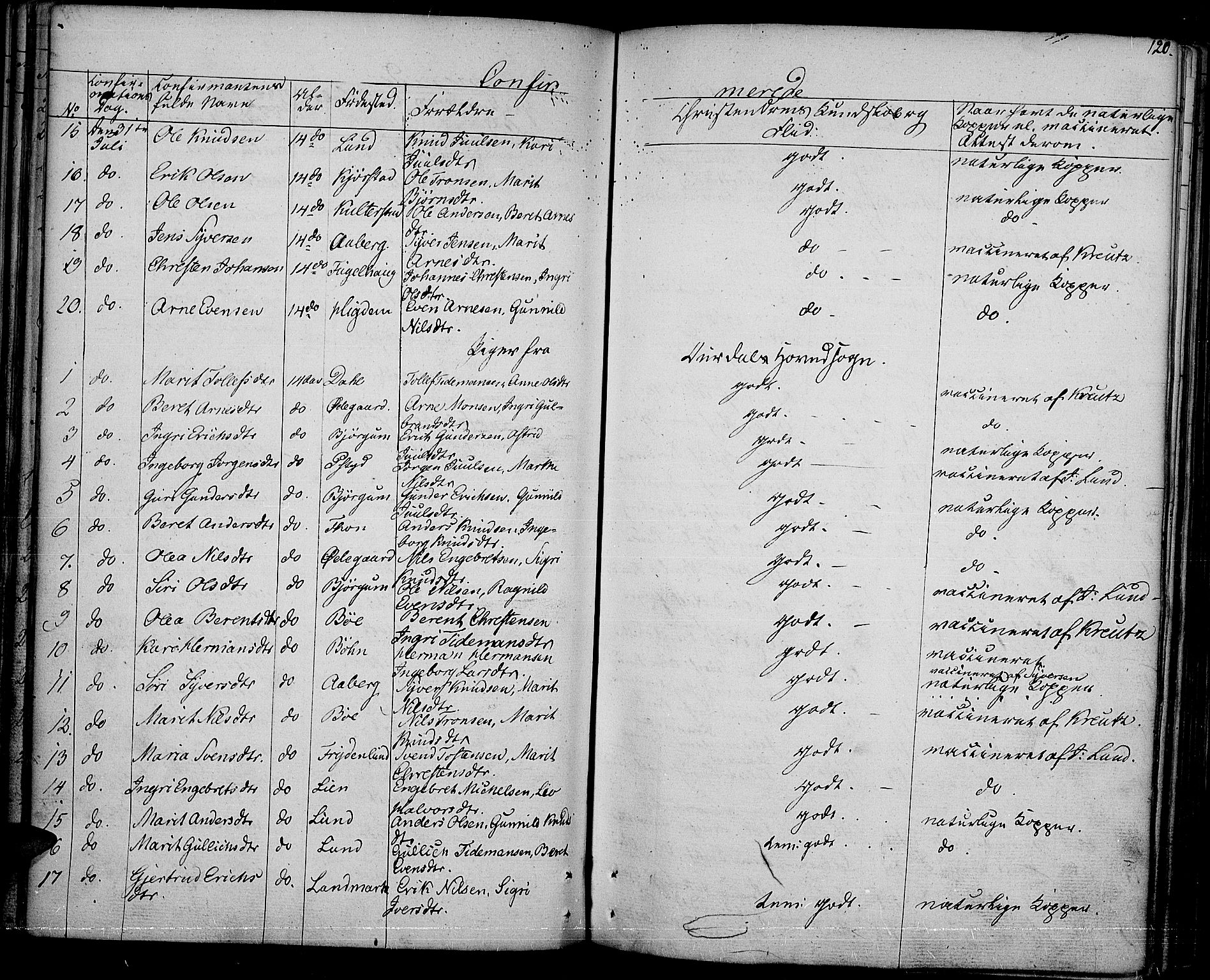 Nord-Aurdal prestekontor, SAH/PREST-132/H/Ha/Haa/L0003: Parish register (official) no. 3, 1828-1841, p. 120