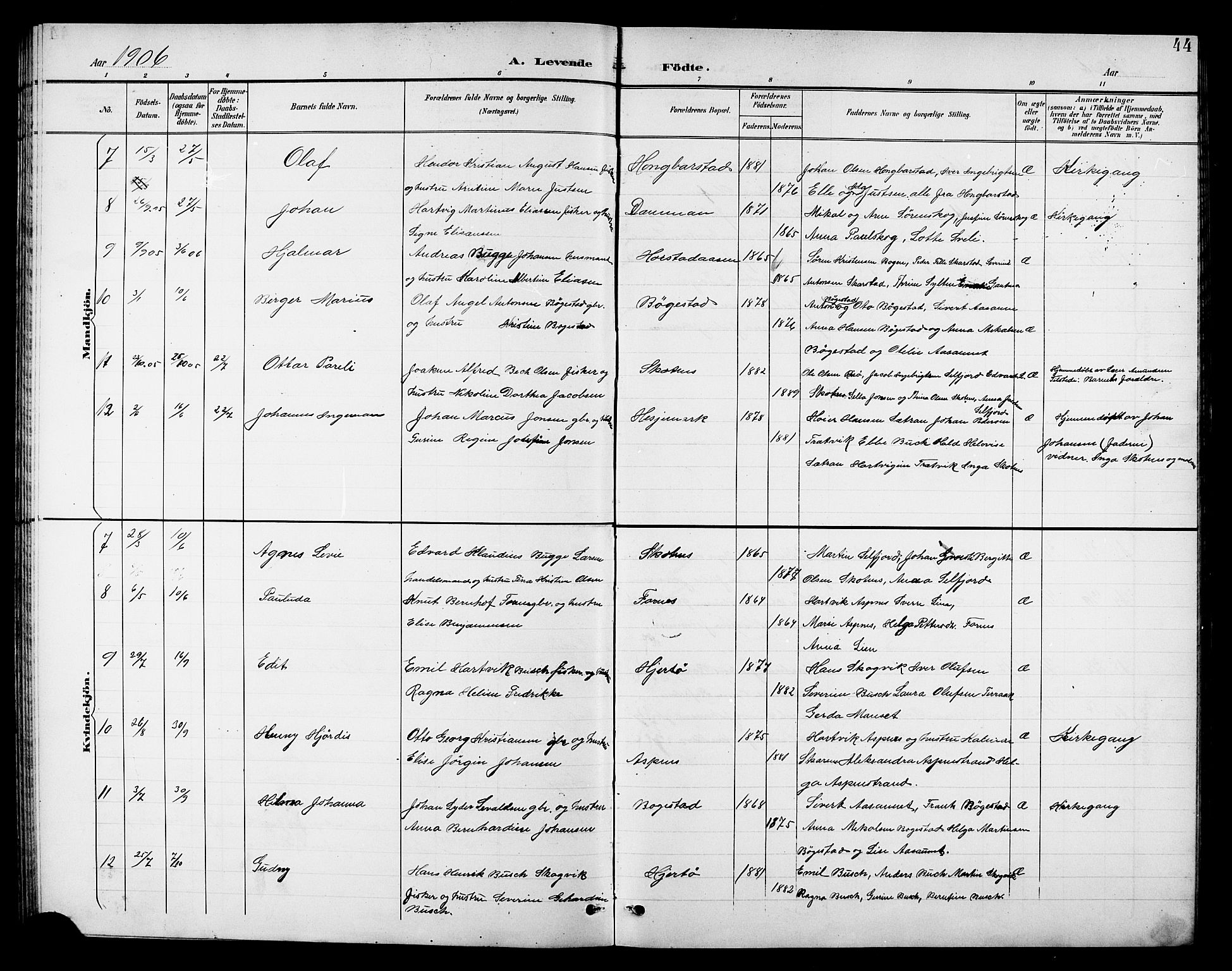 Ministerialprotokoller, klokkerbøker og fødselsregistre - Nordland, AV/SAT-A-1459/810/L0161: Parish register (copy) no. 810C04, 1897-1910, p. 44