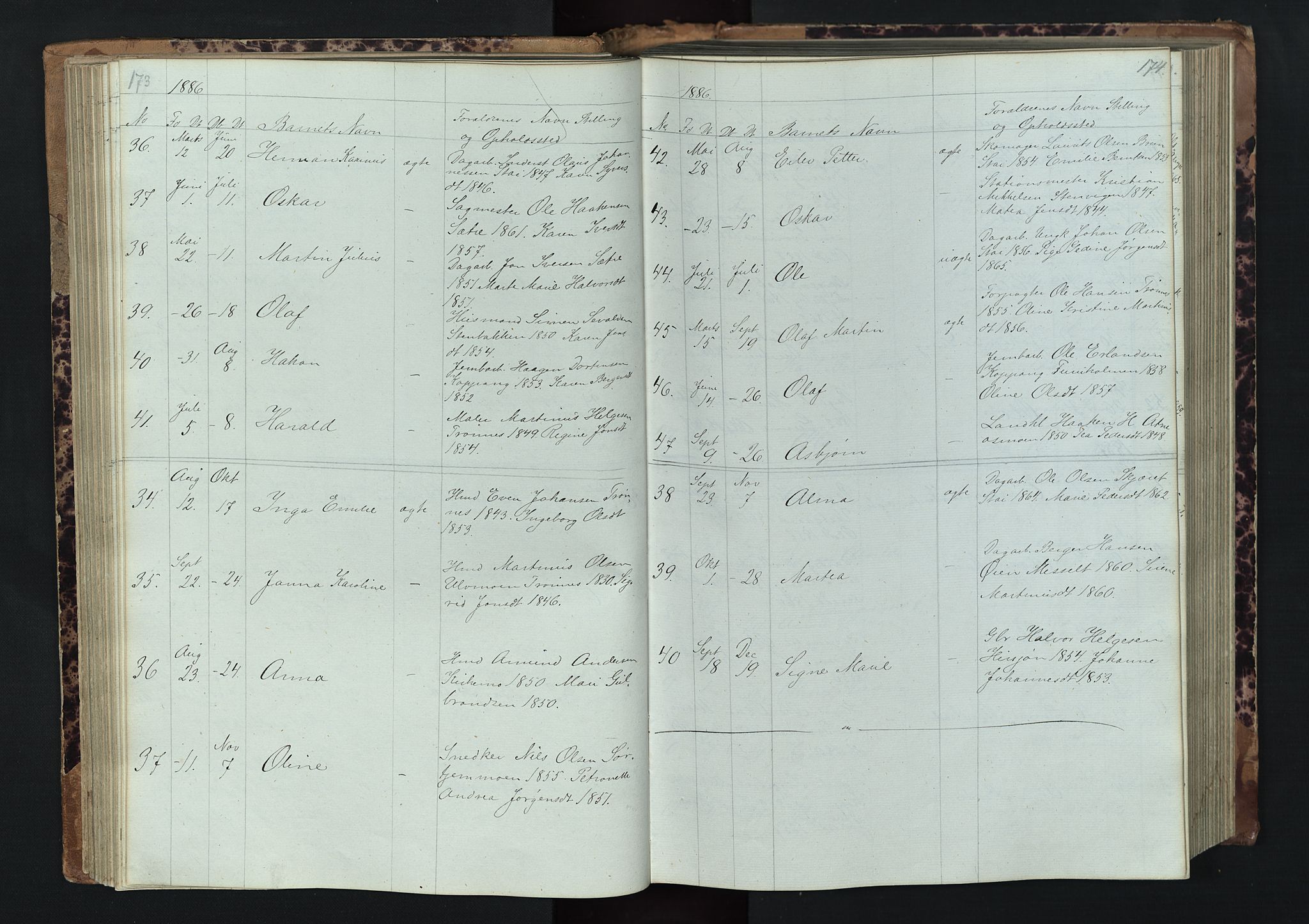 Stor-Elvdal prestekontor, SAH/PREST-052/H/Ha/Hab/L0001: Parish register (copy) no. 1 /1, 1860-1894, p. 173-174