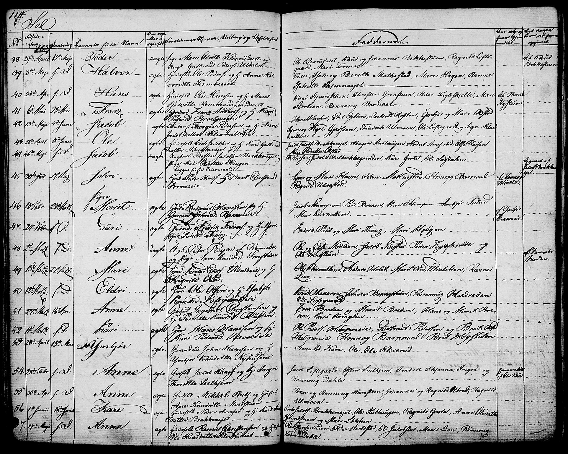 Vågå prestekontor, SAH/PREST-076/H/Ha/Haa/L0004: Parish register (official) no. 4 /3, 1834-1842, p. 114