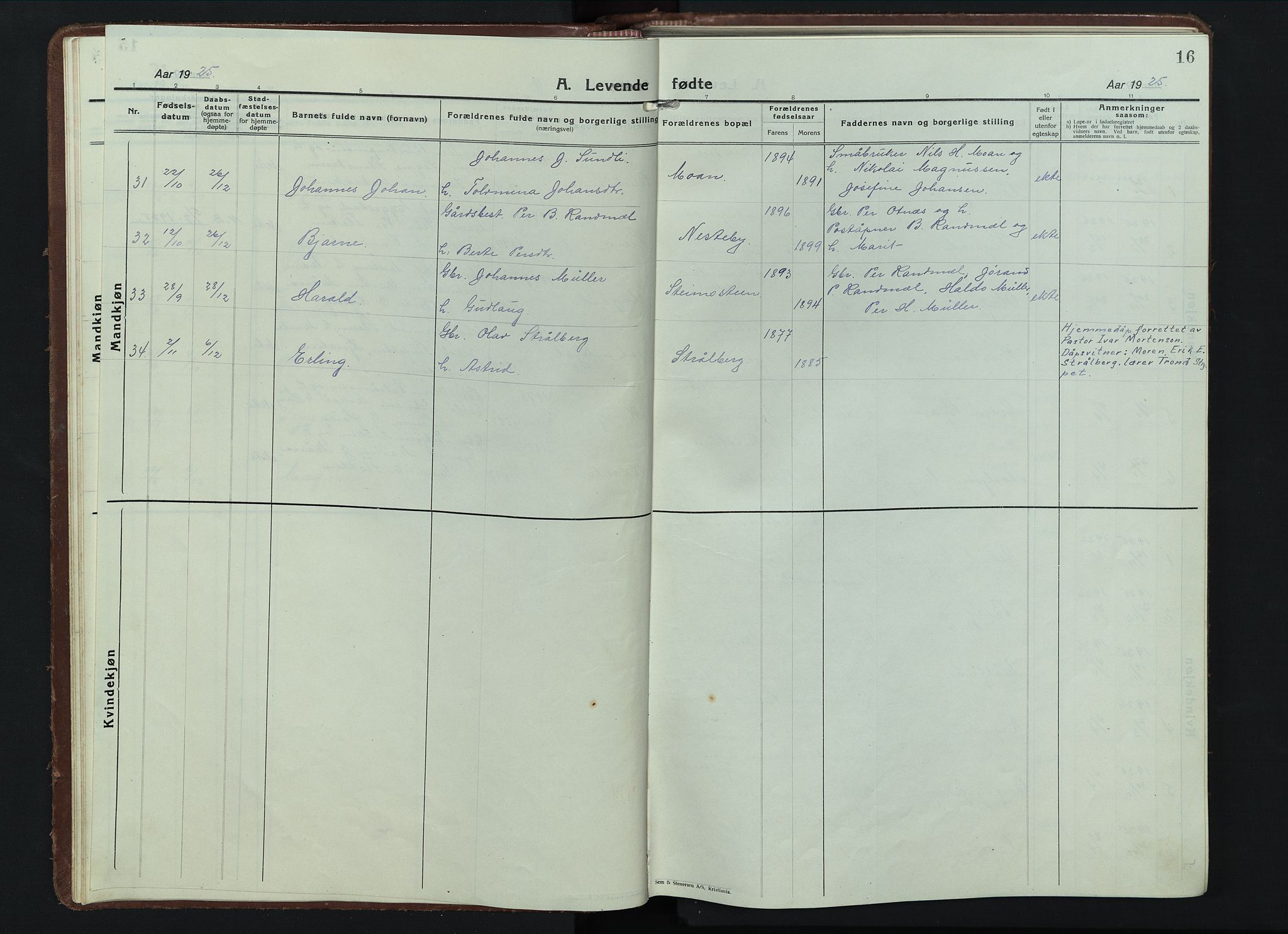 Alvdal prestekontor, SAH/PREST-060/H/Ha/Hab/L0007: Parish register (copy) no. 7, 1924-1945, p. 16
