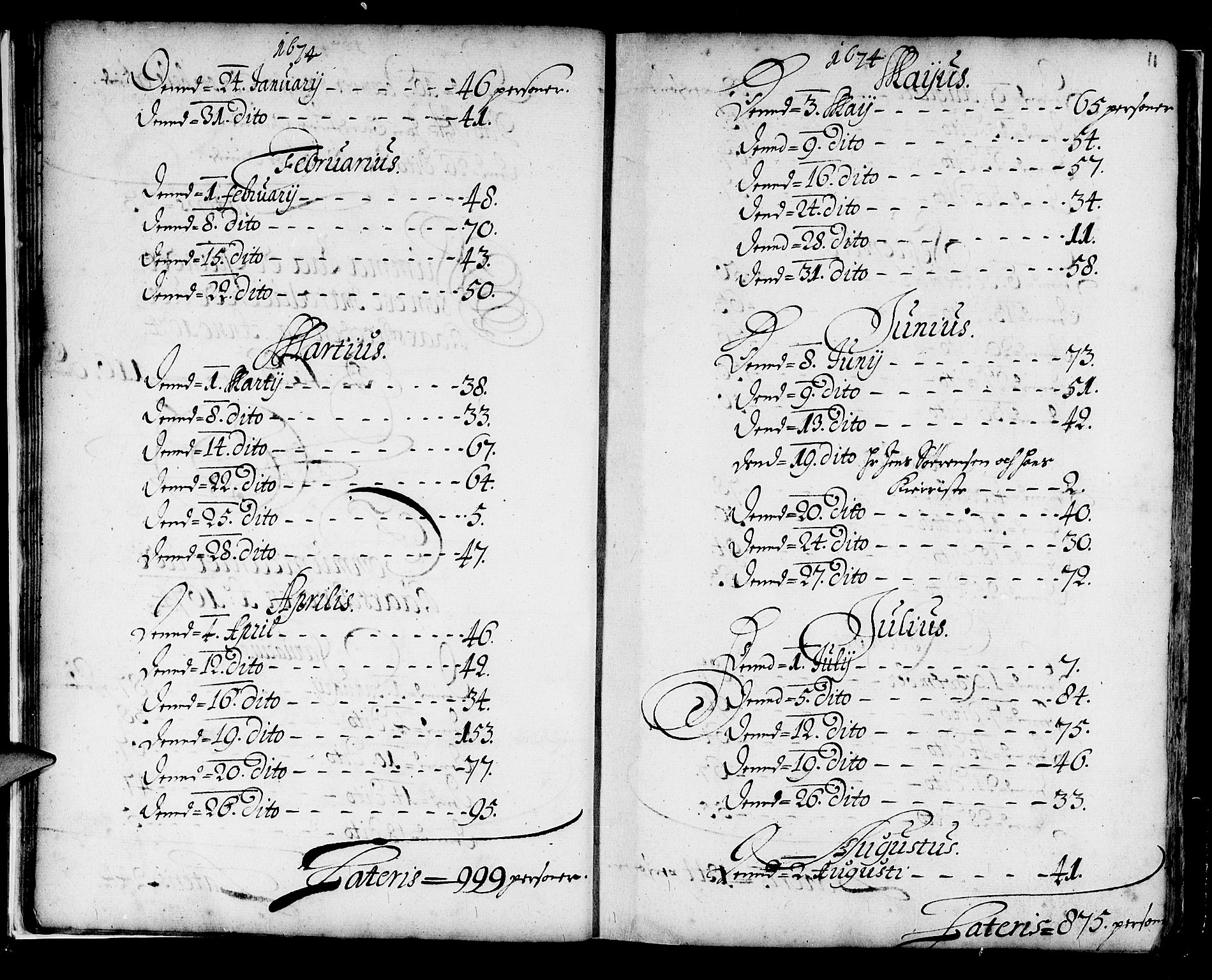 Korskirken sokneprestembete, SAB/A-76101/H/Haa/L0001: Parish register (official) no. A 1, 1674-1688, p. 11