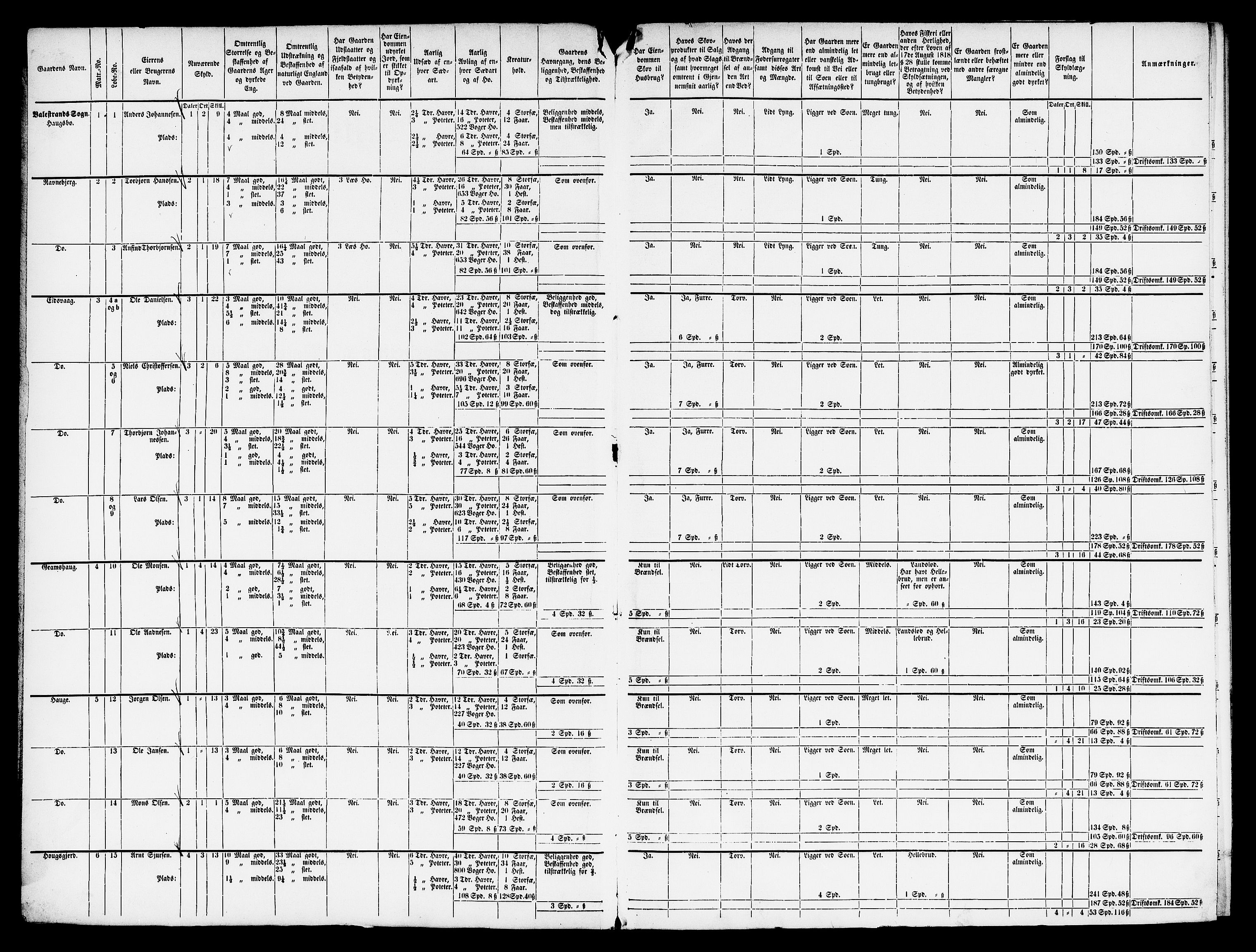 Matrikkelrevisjonen av 1863, AV/RA-S-1530/F/Fe/L0229: Stord (Valestrand), 1863