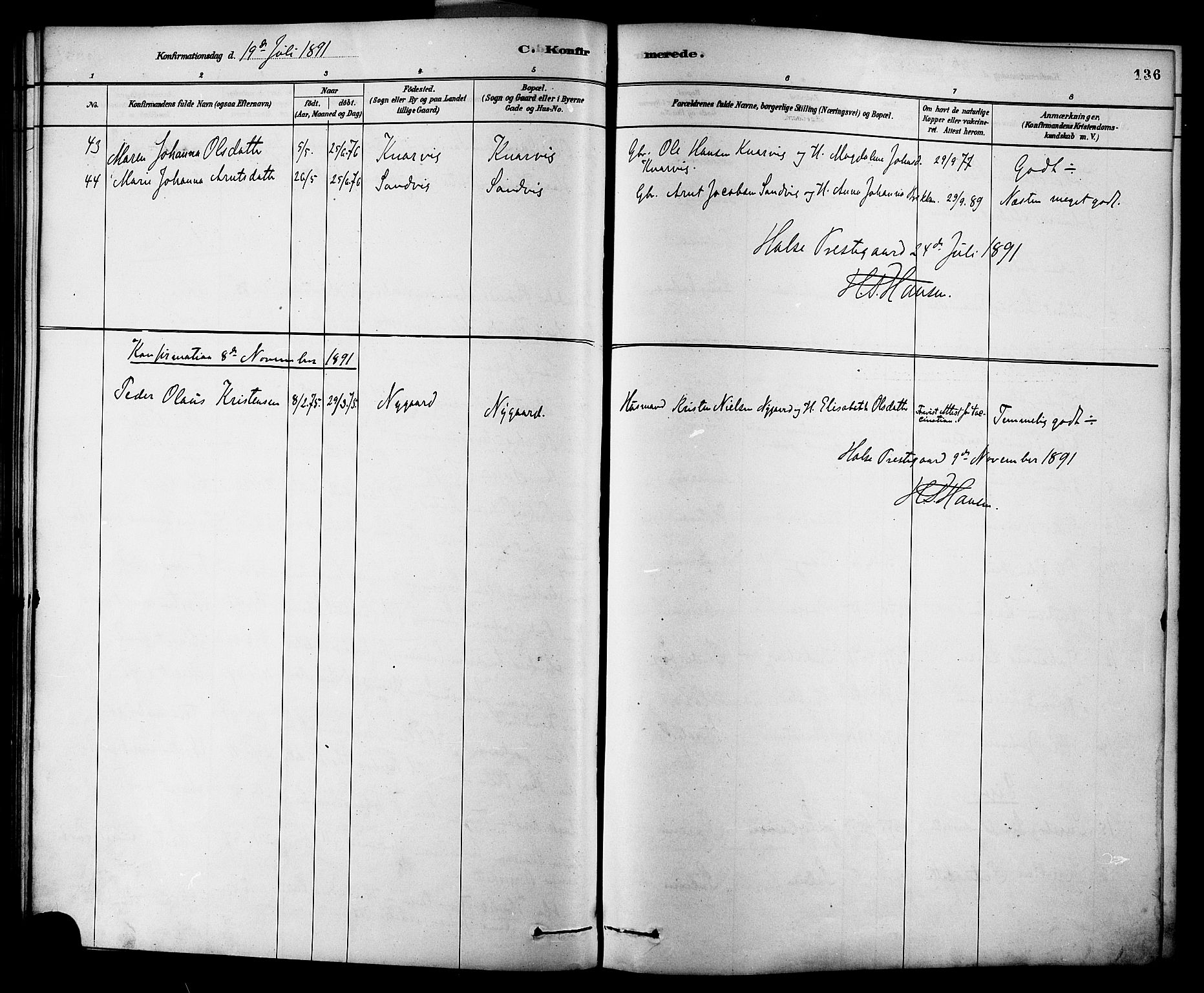 Ministerialprotokoller, klokkerbøker og fødselsregistre - Møre og Romsdal, AV/SAT-A-1454/577/L0896: Parish register (official) no. 577A03, 1880-1898, p. 136