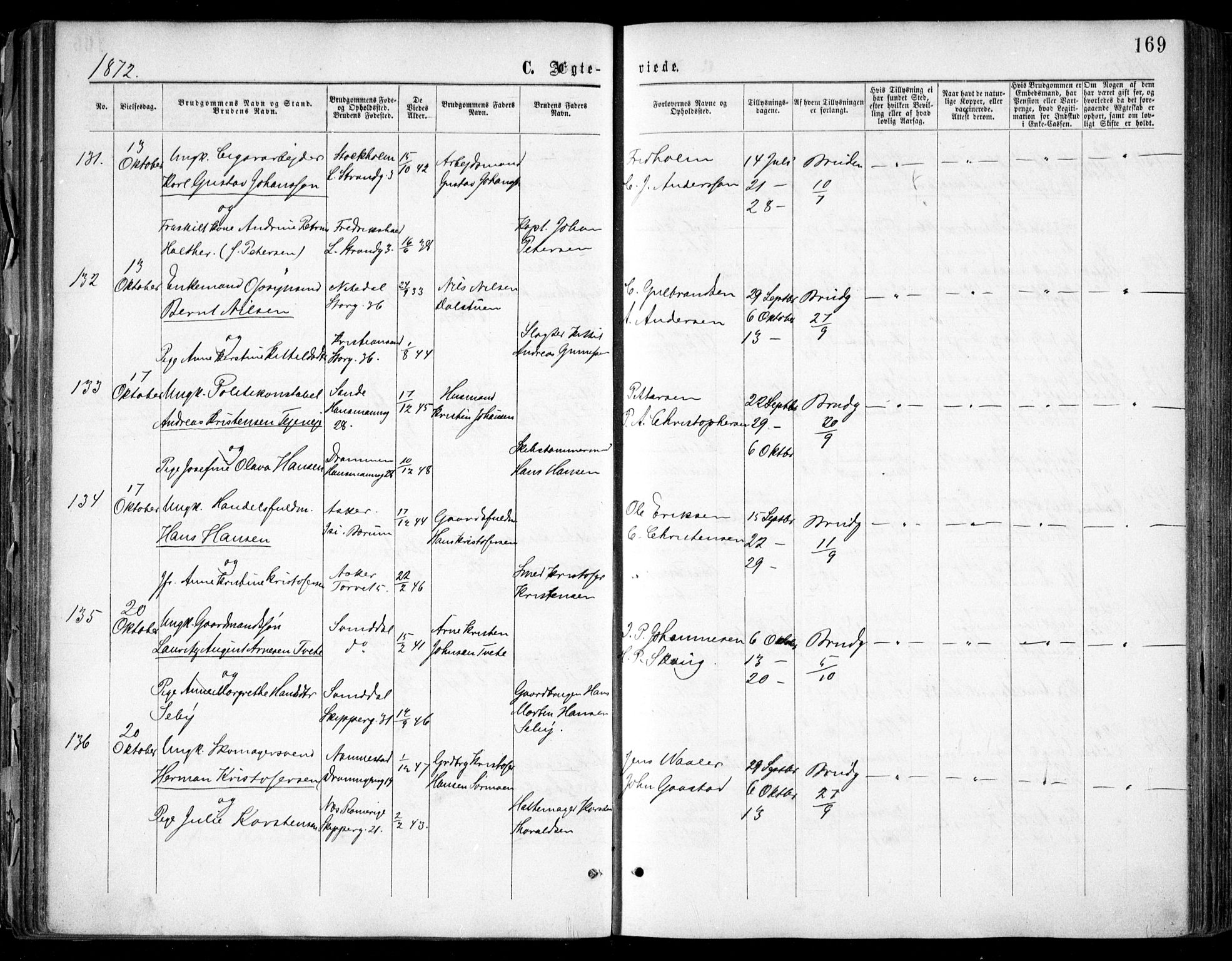 Oslo domkirke Kirkebøker, AV/SAO-A-10752/F/Fa/L0021: Parish register (official) no. 21, 1865-1884, p. 169