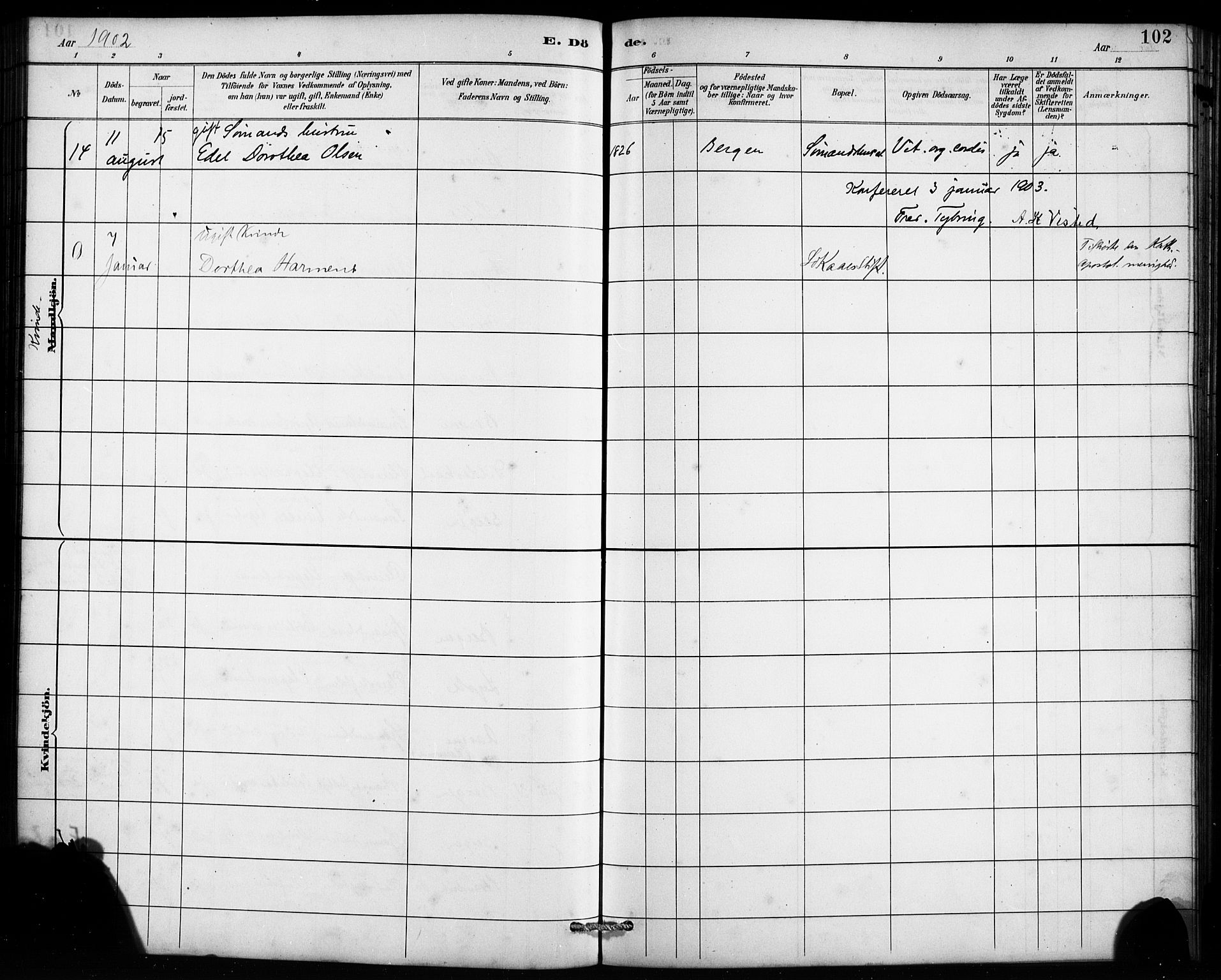 St. Jørgens hospital og Årstad sokneprestembete, AV/SAB-A-99934: Parish register (official) no. A 13, 1886-1906, p. 102