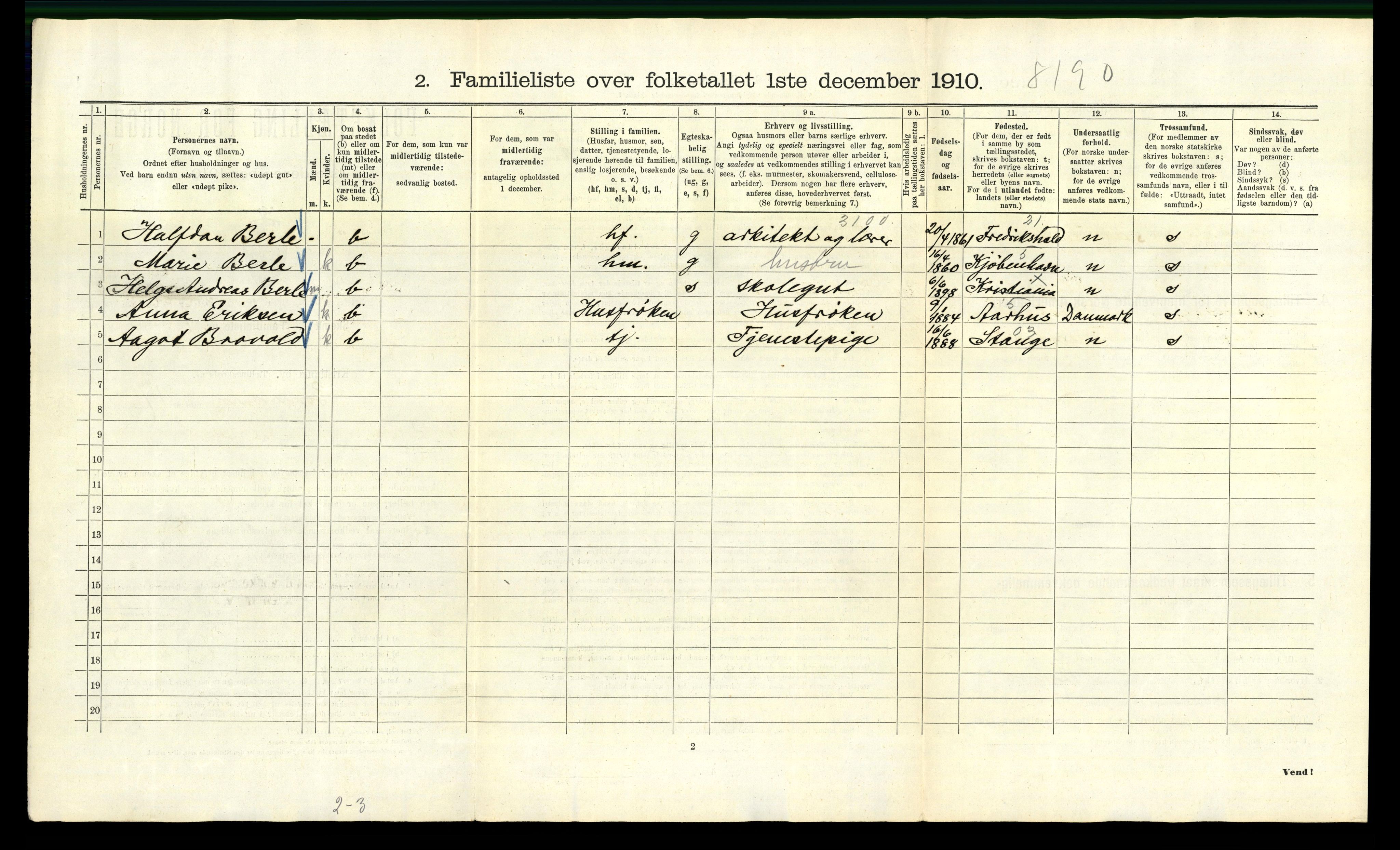 RA, 1910 census for Kristiania, 1910, p. 95220