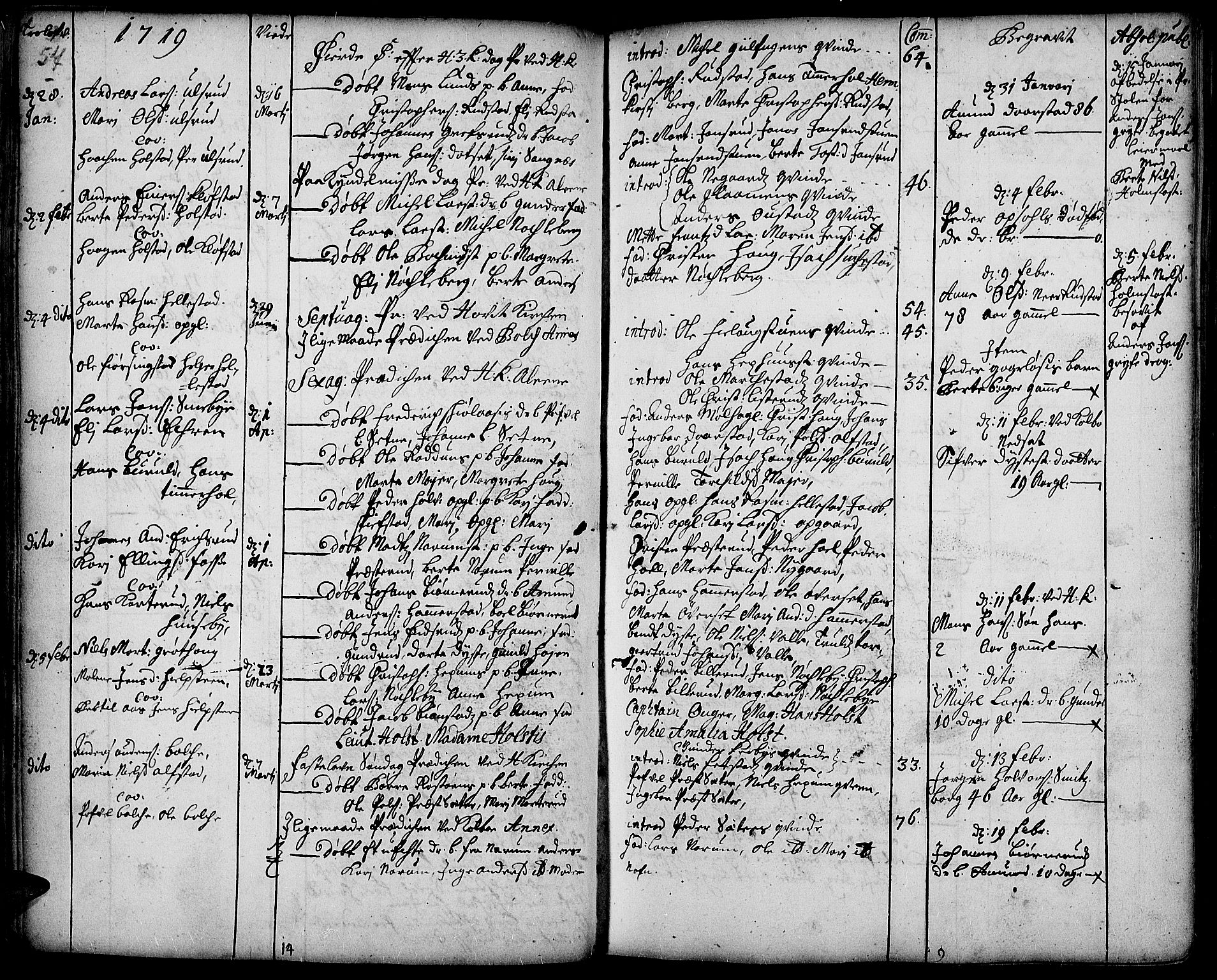 Toten prestekontor, SAH/PREST-102/H/Ha/Haa/L0002: Parish register (official) no. 2, 1714-1732, p. 57