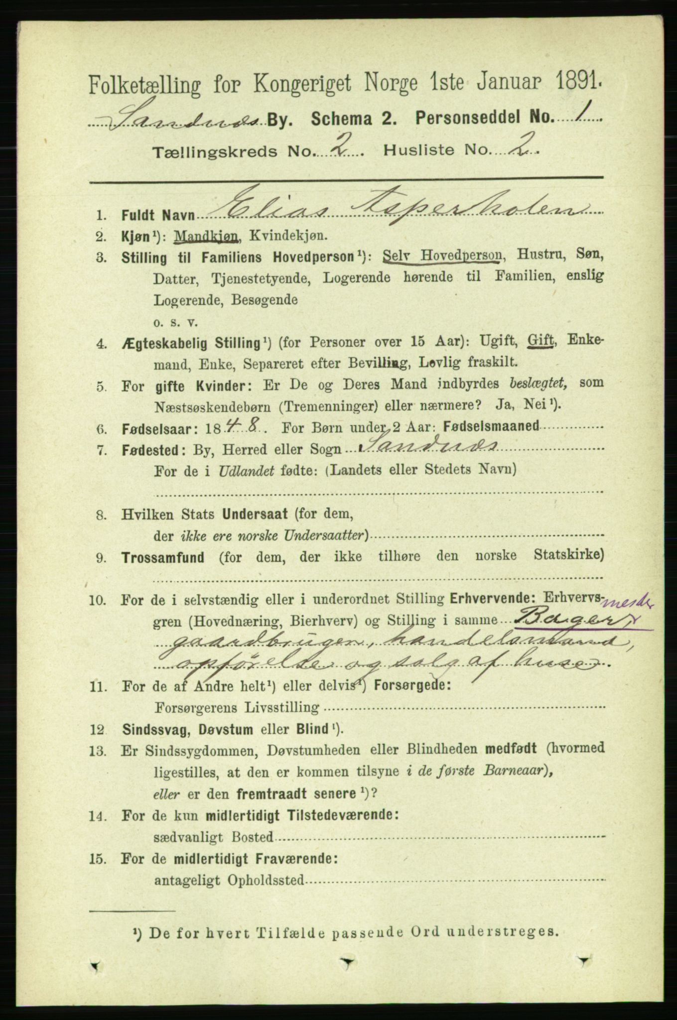 RA, 1891 census for 1102 Sandnes, 1891, p. 944