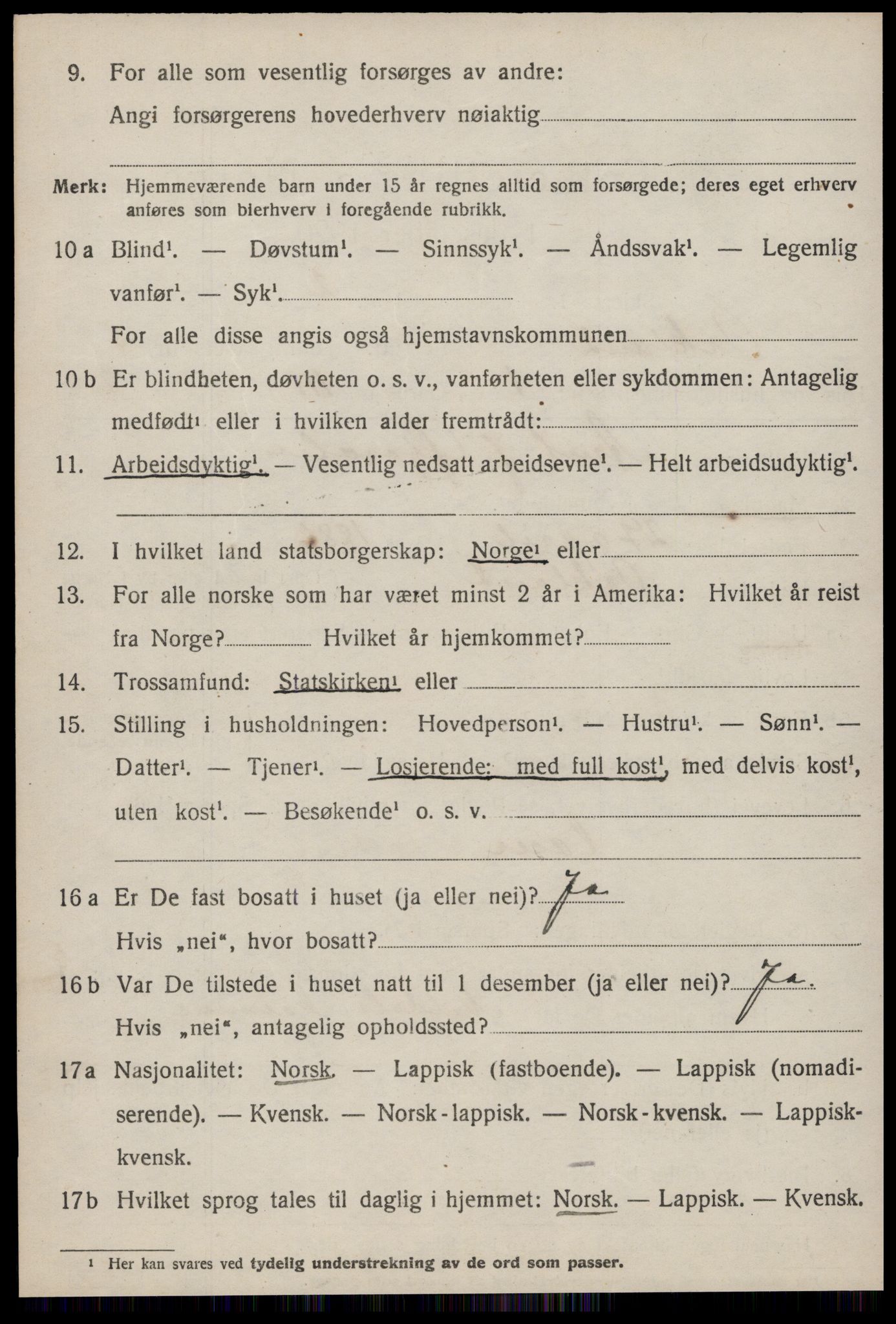 SAT, 1920 census for Orkland, 1920, p. 4025