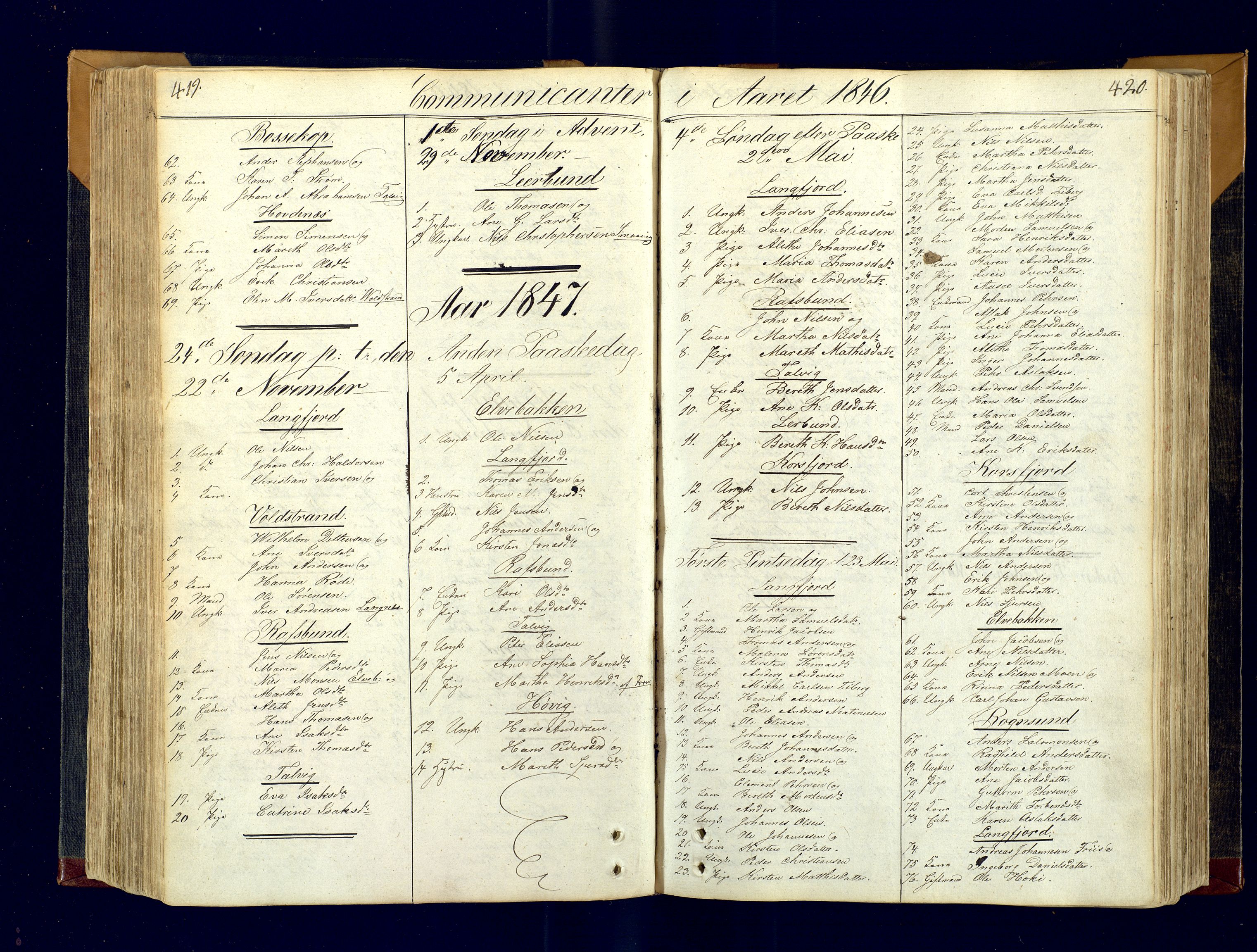 Talvik sokneprestkontor, SATØ/S-1337/H/Ha/L0007kirke: Parish register (official) no. 7, 1813-1821, p. 419-420