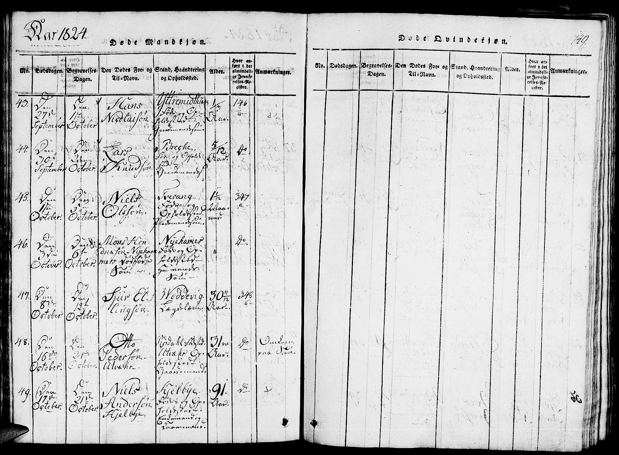Gulen sokneprestembete, AV/SAB-A-80201/H/Haa/Haaa/L0018: Parish register (official) no. A 18, 1816-1825, p. 149
