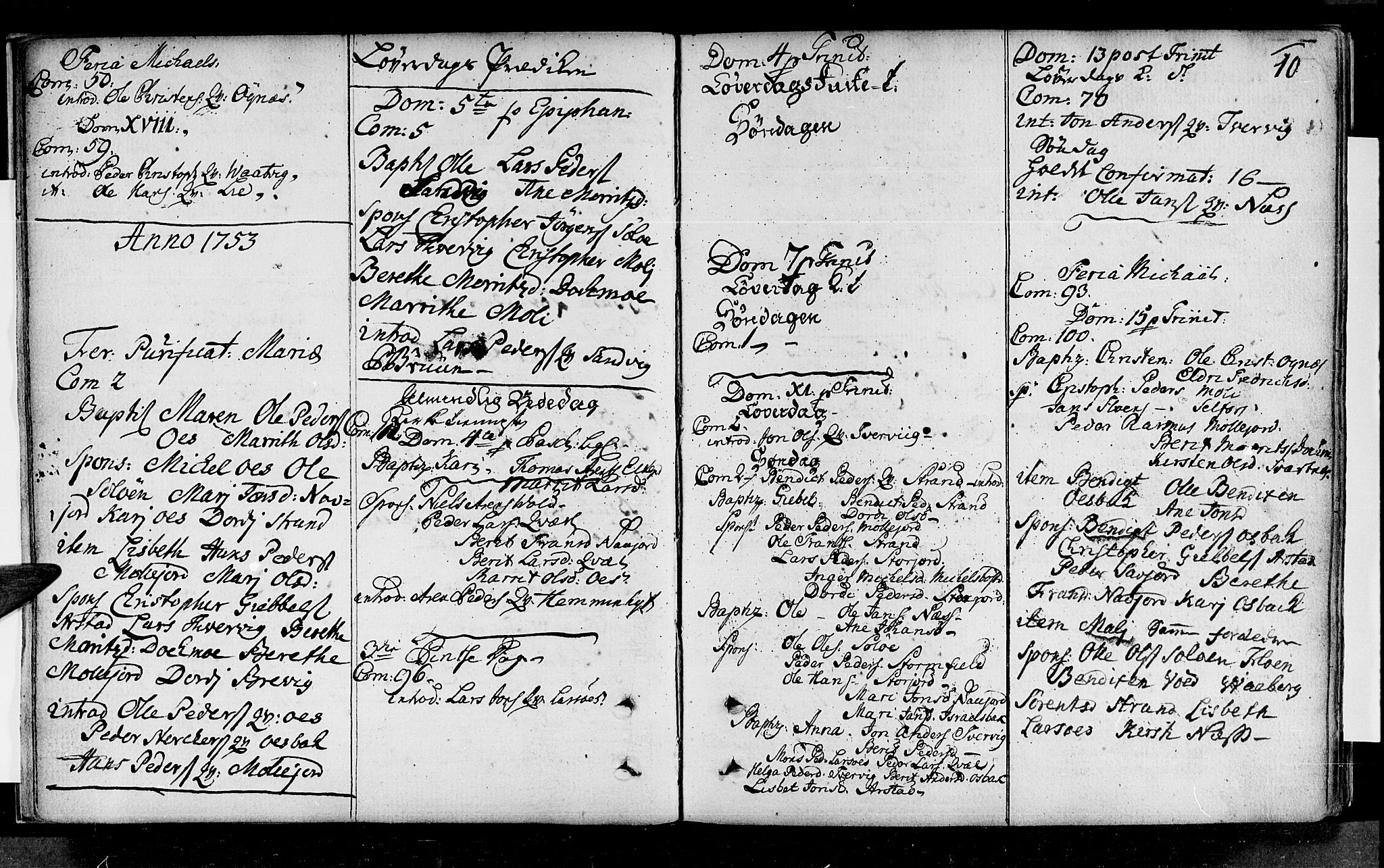 Ministerialprotokoller, klokkerbøker og fødselsregistre - Nordland, SAT/A-1459/846/L0643: Parish register (official) no. 846A01, 1748-1804, p. 10