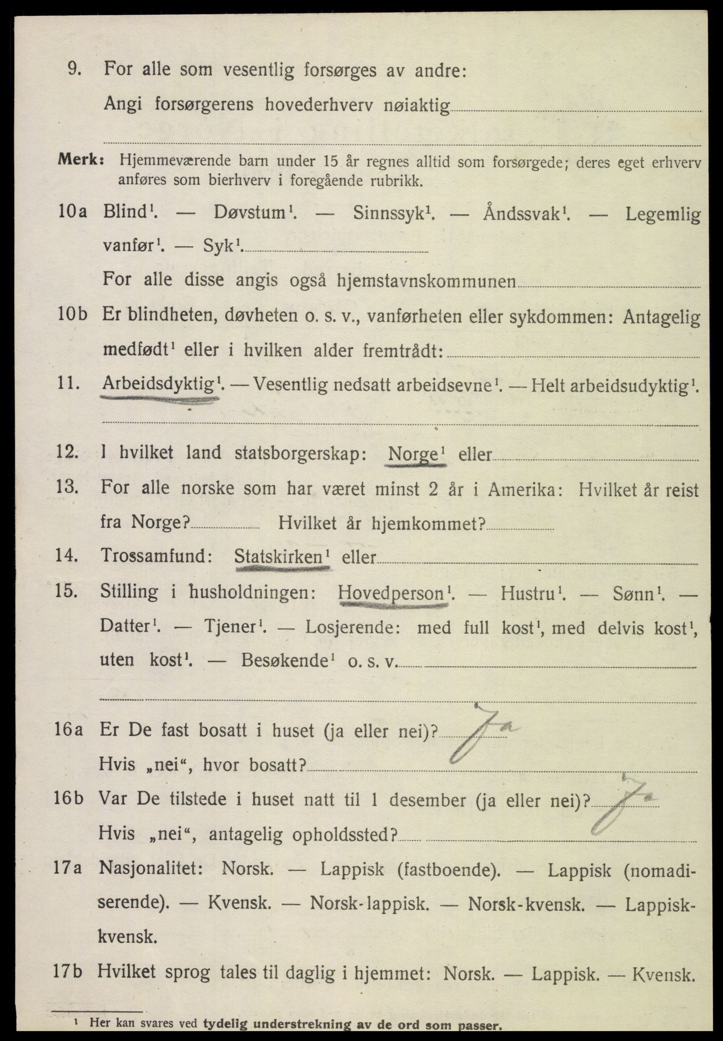 SAT, 1920 census for Gravvik, 1920, p. 309