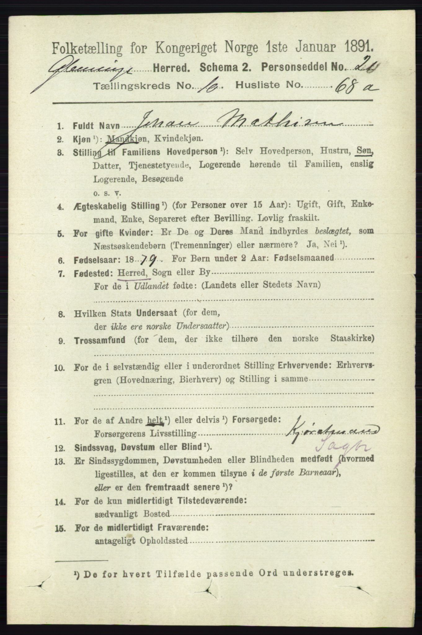 RA, 1891 census for 0132 Glemmen, 1891, p. 10475