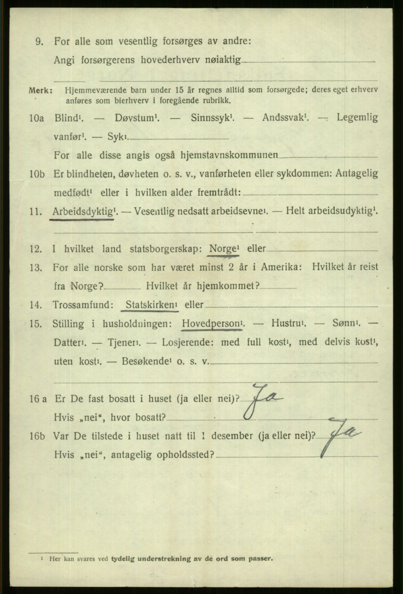 SAB, 1920 census for Voss, 1920, p. 19258