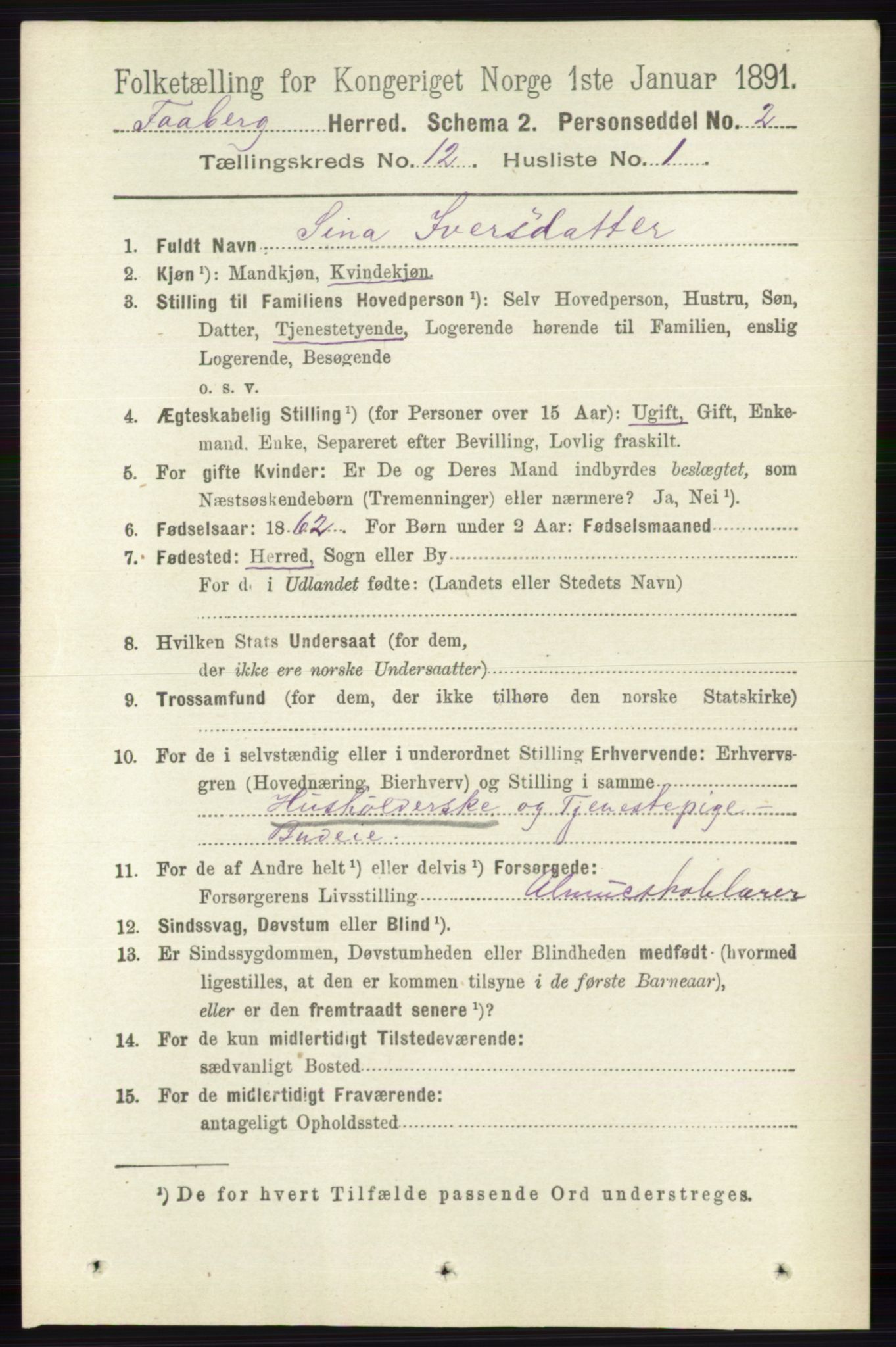 RA, 1891 census for 0524 Fåberg, 1891, p. 4772