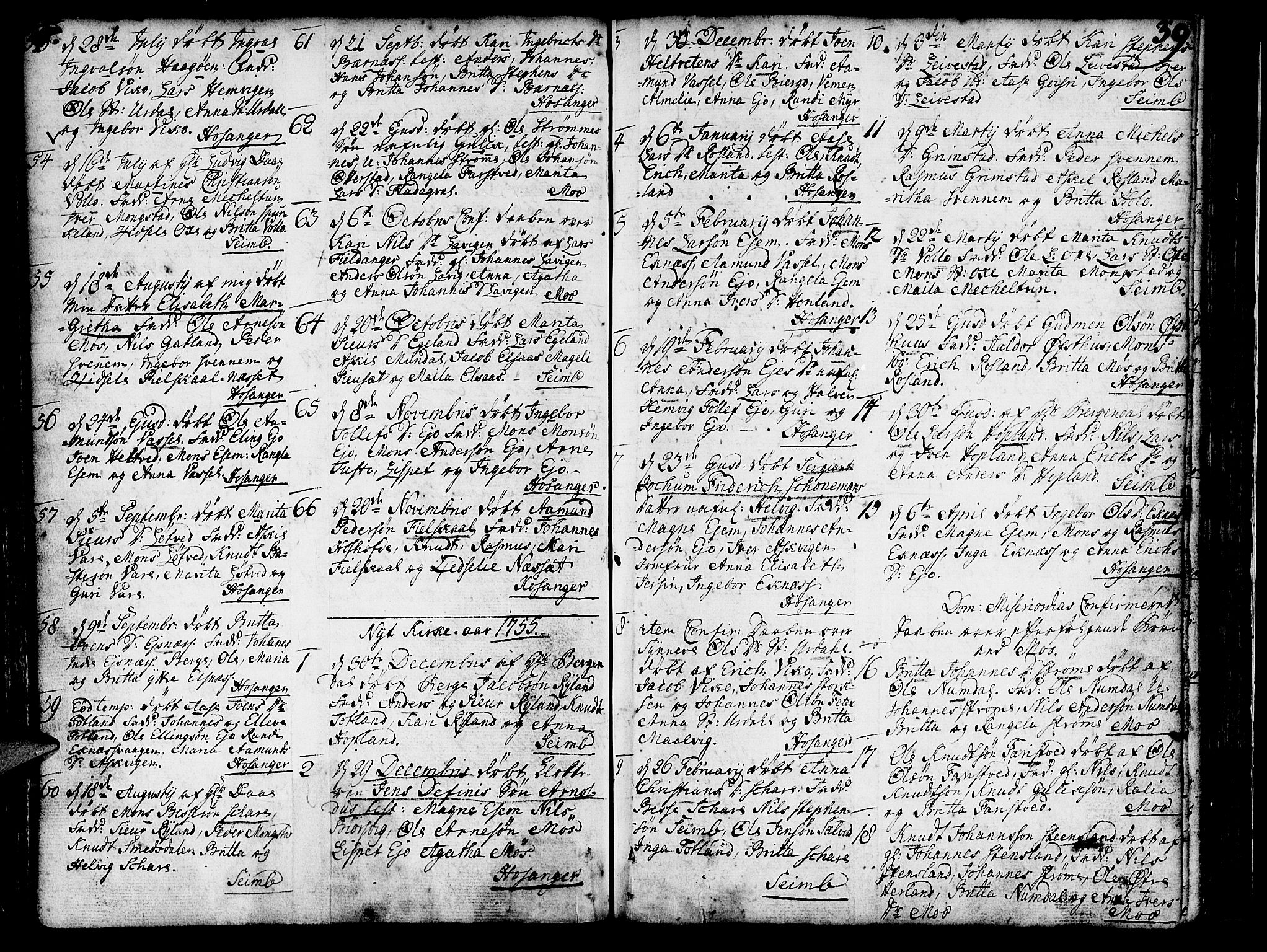 Hosanger sokneprestembete, SAB/A-75801/H/Haa: Parish register (official) no. A 1 /1, 1750-1766, p. 39
