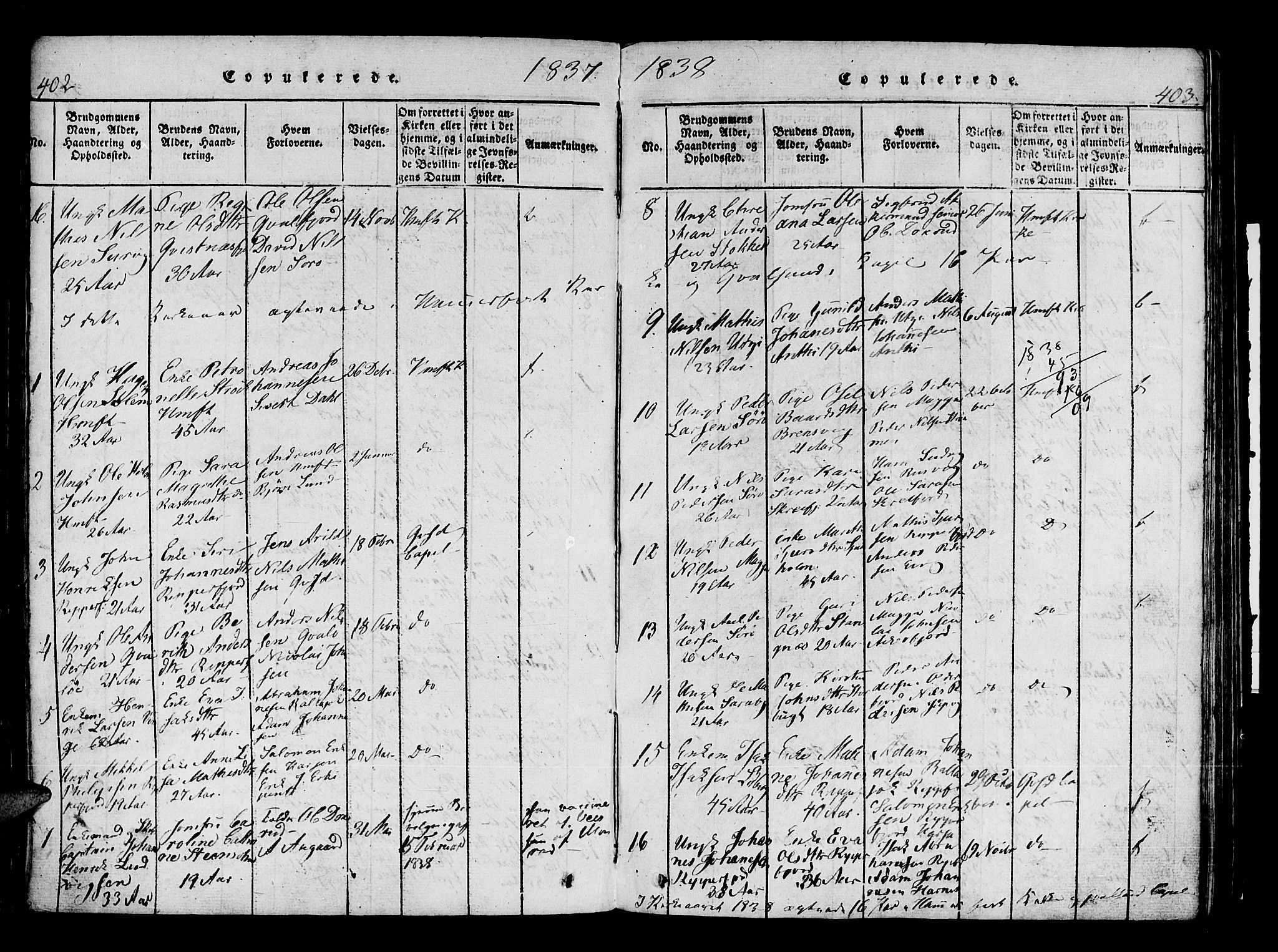 Hammerfest sokneprestkontor, SATØ/S-1347/H/Ha/L0003.kirke: Parish register (official) no. 3, 1821-1842, p. 402-403
