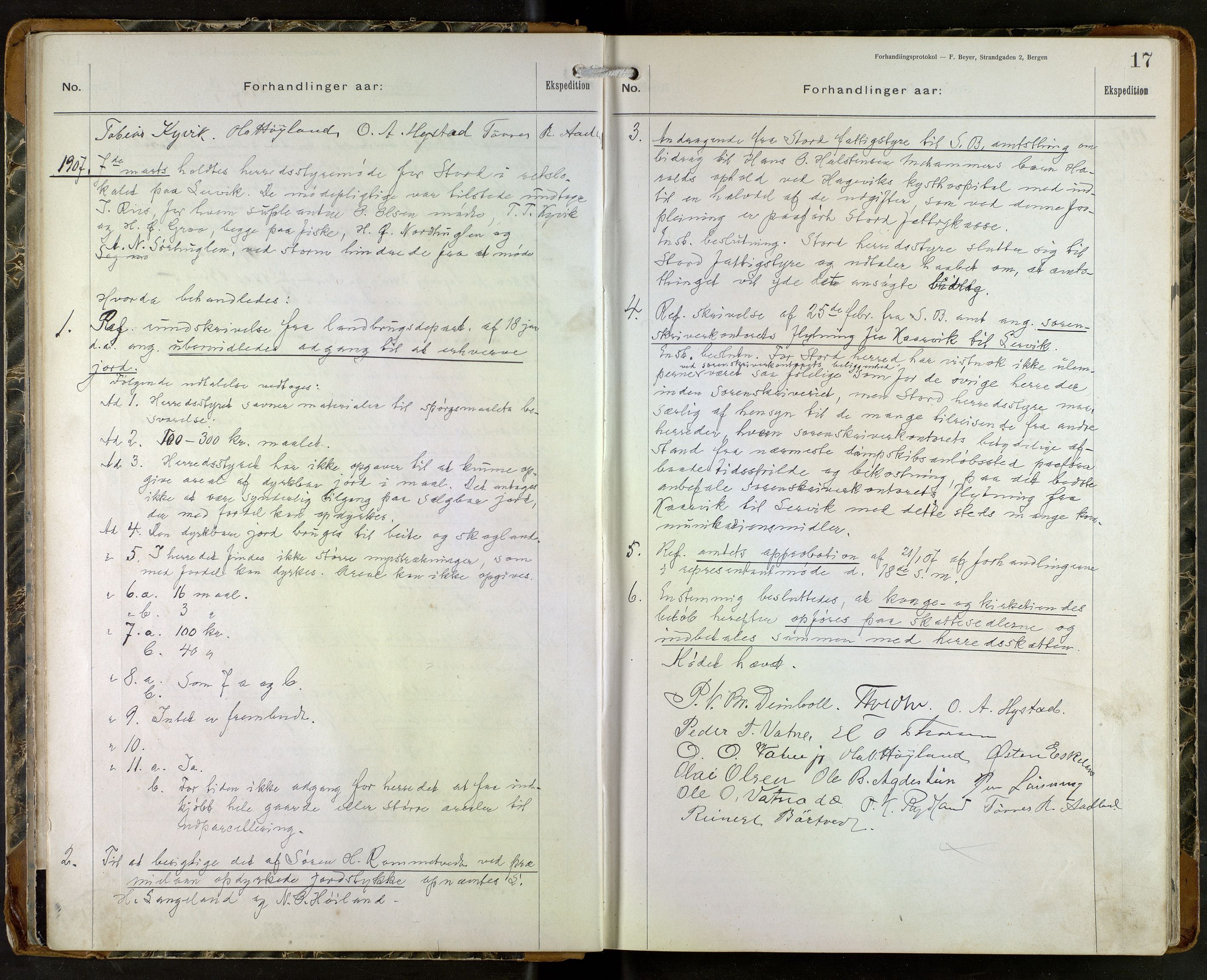 Stord kommune. Formannskapet, IKAH/1221-021/A/Aa/L0004: Møtebok for formannskapet og heradstyret , 1906-1917, p. 17