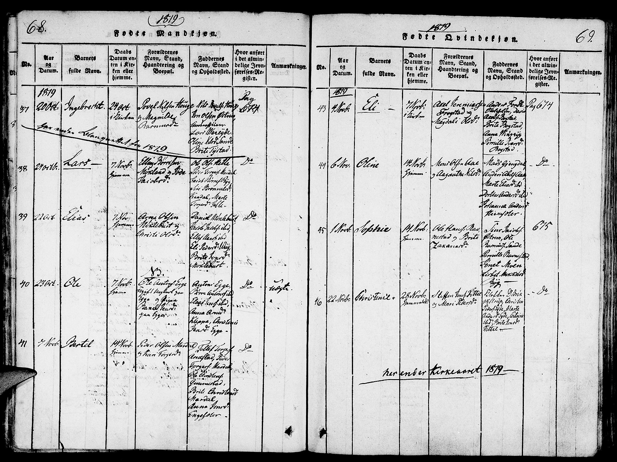 Gloppen sokneprestembete, AV/SAB-A-80101/H/Haa/Haaa/L0006: Parish register (official) no. A 6, 1816-1826, p. 68-69