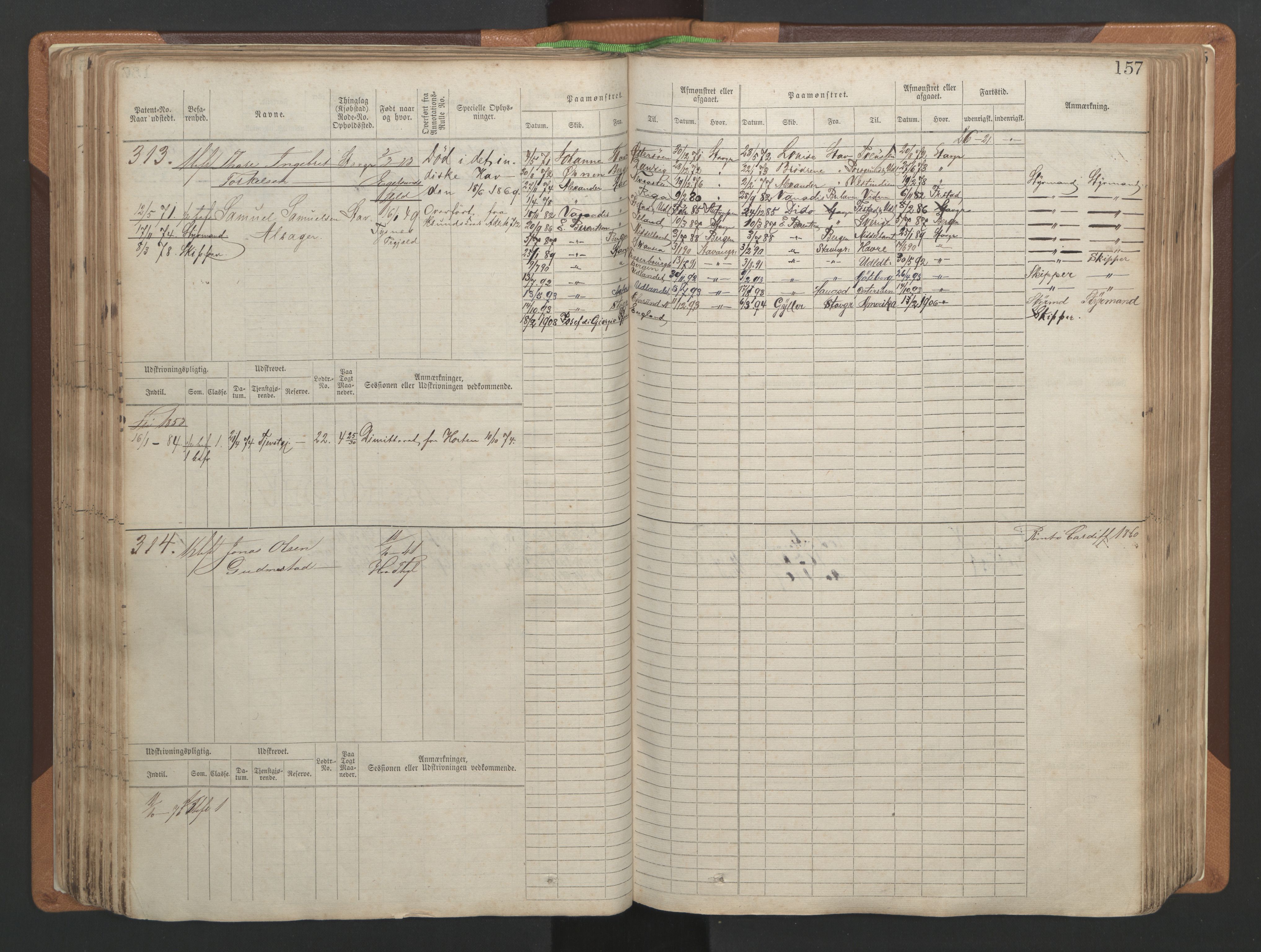 Stavanger sjømannskontor, AV/SAST-A-102006/F/Fb/Fbb/L0004: Sjøfartshovedrulle, patentnr. 1-792 (del 1), 1869-1880, p. 161