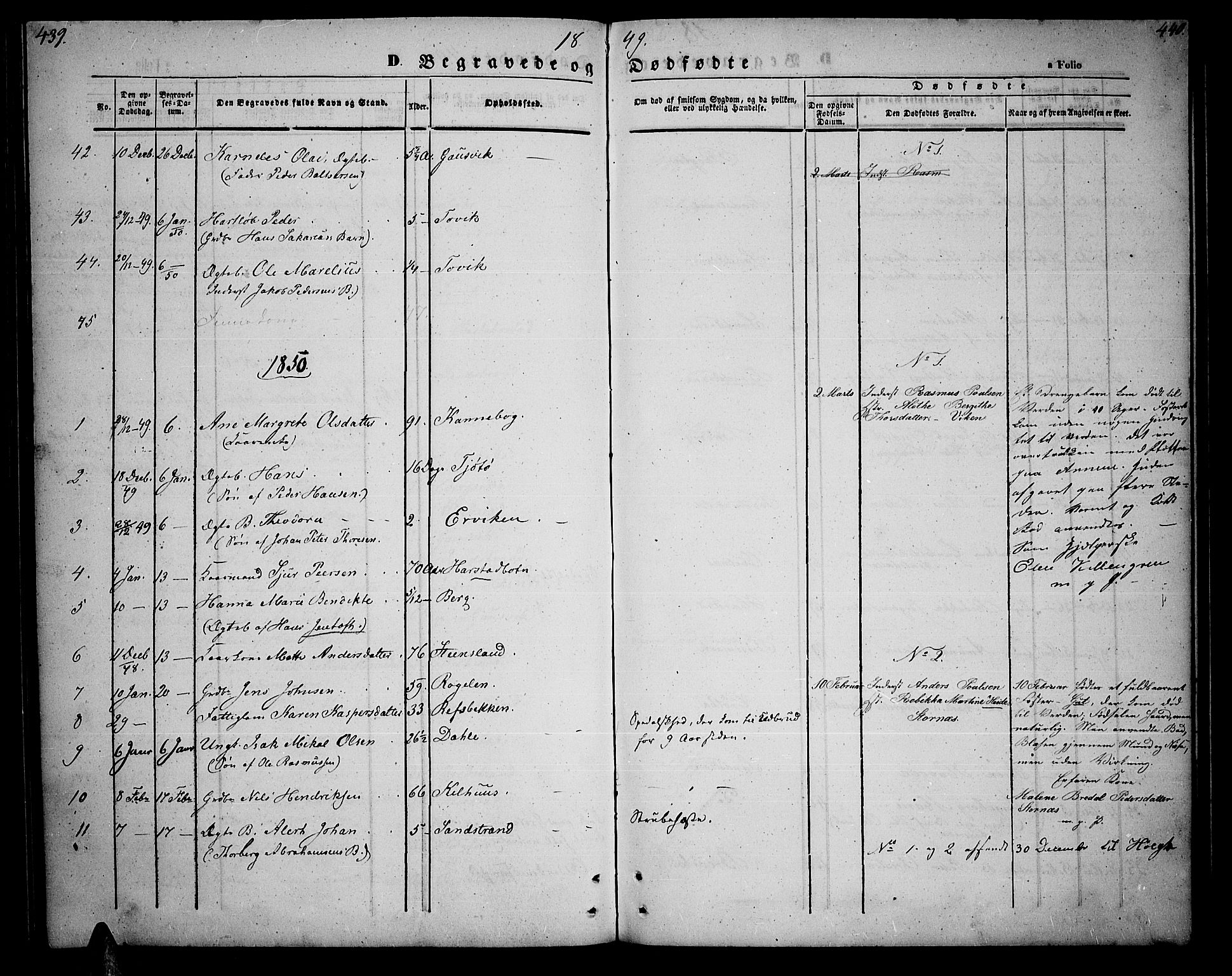 Trondenes sokneprestkontor, SATØ/S-1319/H/Hb/L0006klokker: Parish register (copy) no. 6, 1845-1855, p. 439-440