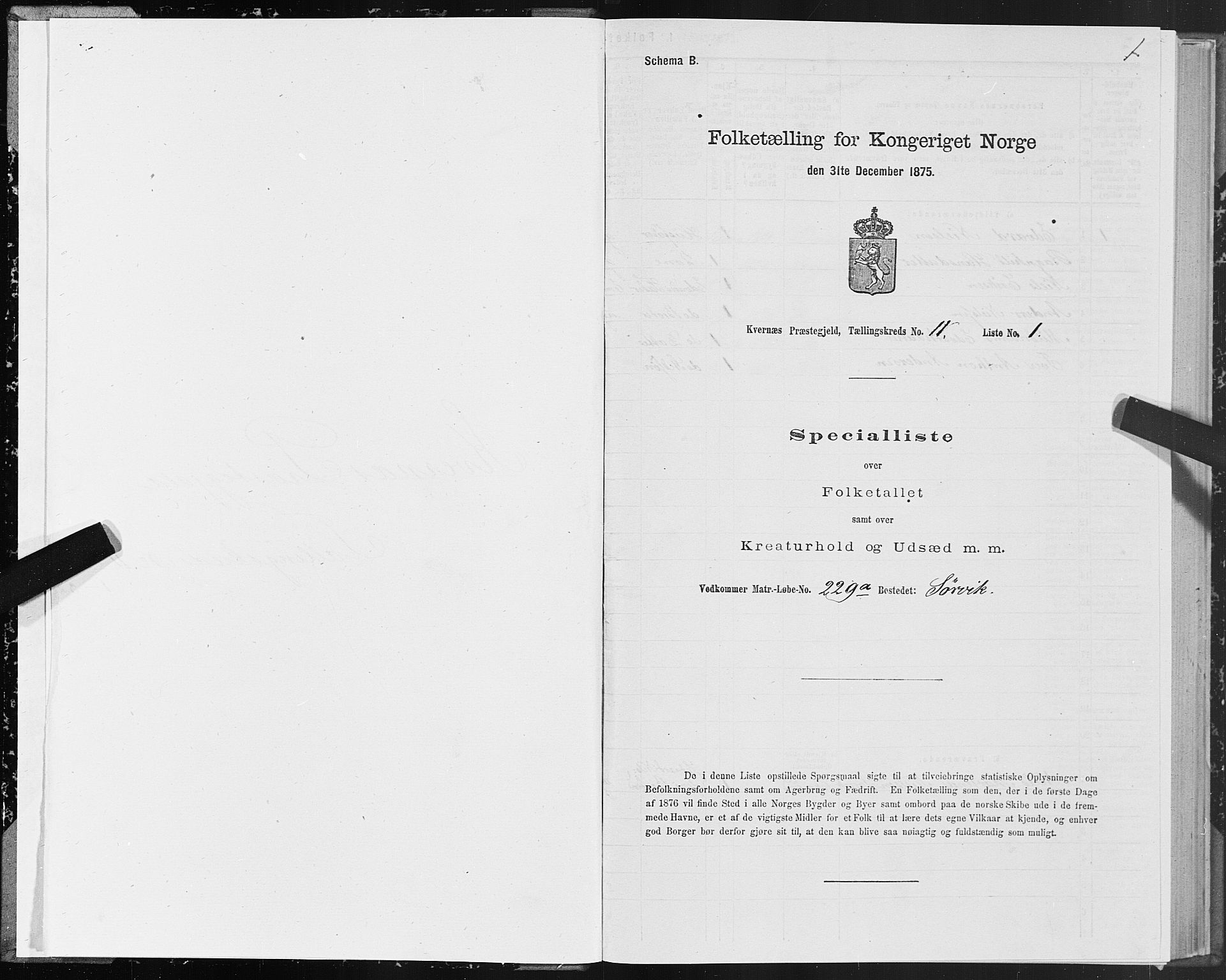 SAT, 1875 census for 1553P Kvernes, 1875, p. 6001