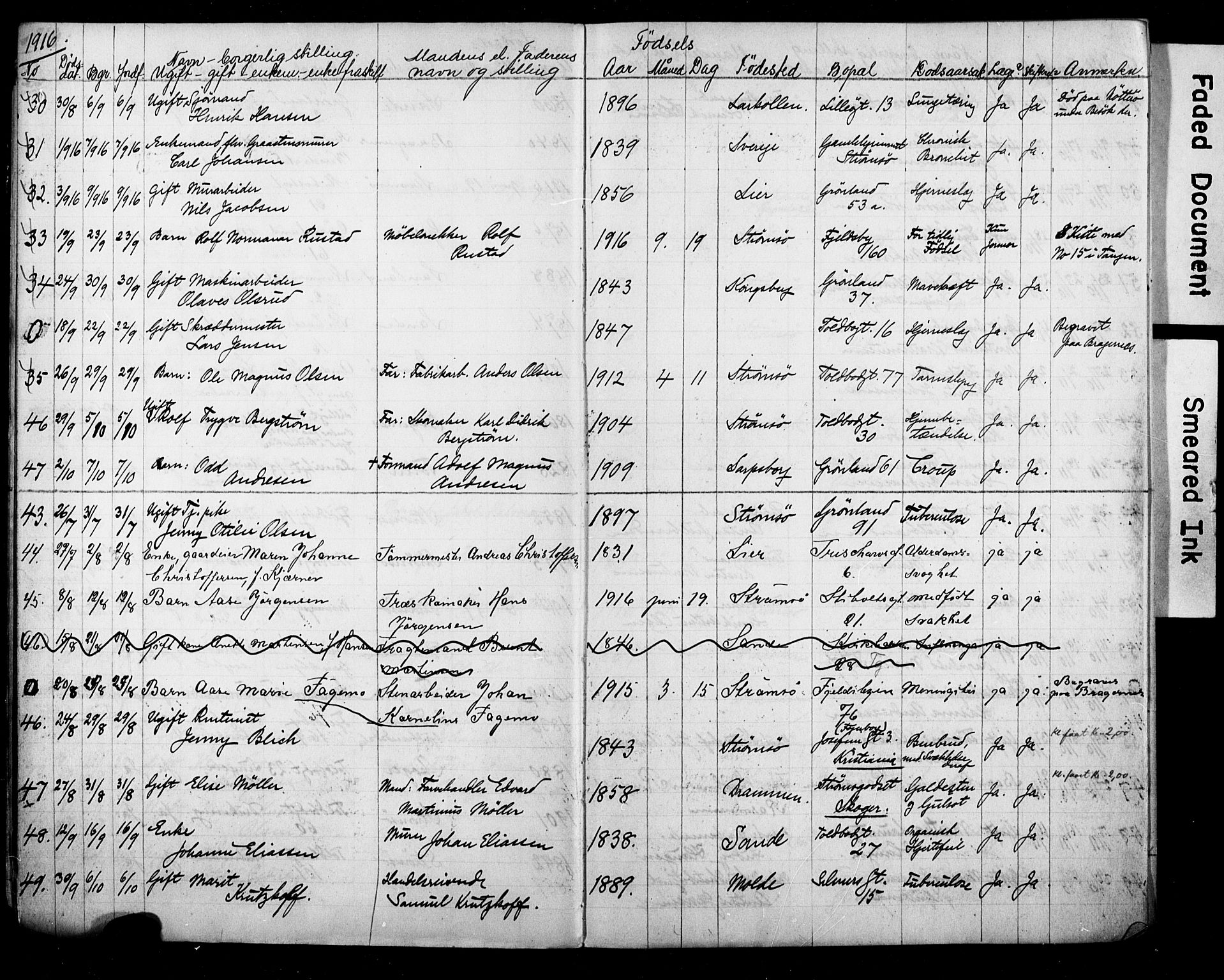 Strømsø kirkebøker, AV/SAKO-A-246/Y/Ya/L0008: Parish register draft no. I 8, 1916-1931