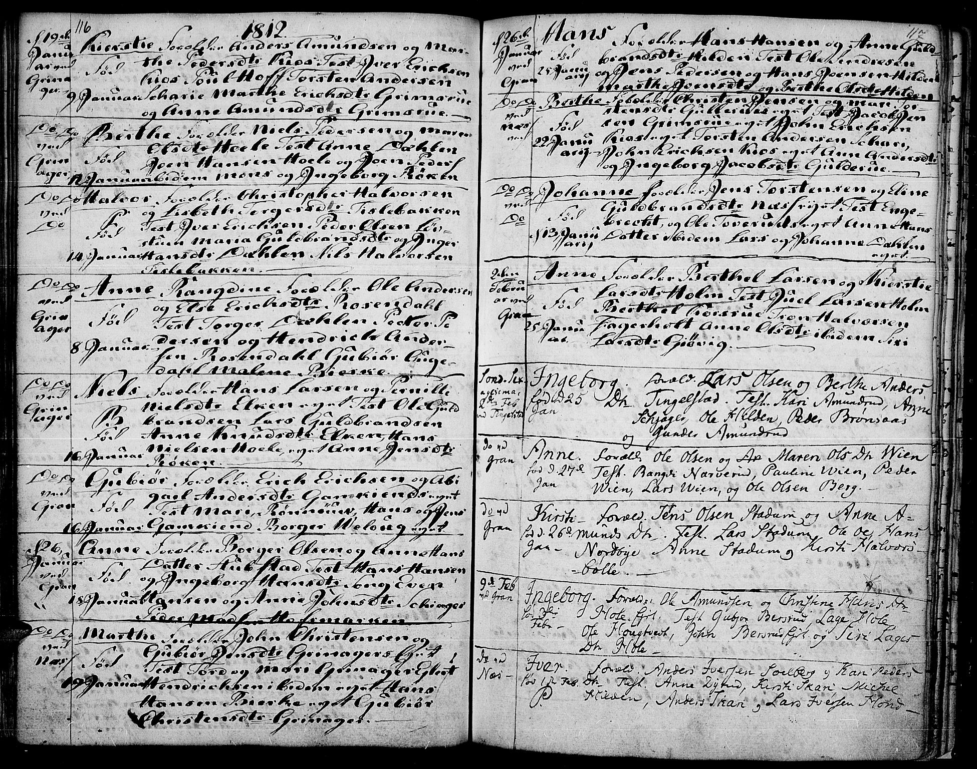 Gran prestekontor, SAH/PREST-112/H/Ha/Haa/L0007: Parish register (official) no. 7, 1804-1815, p. 116-117