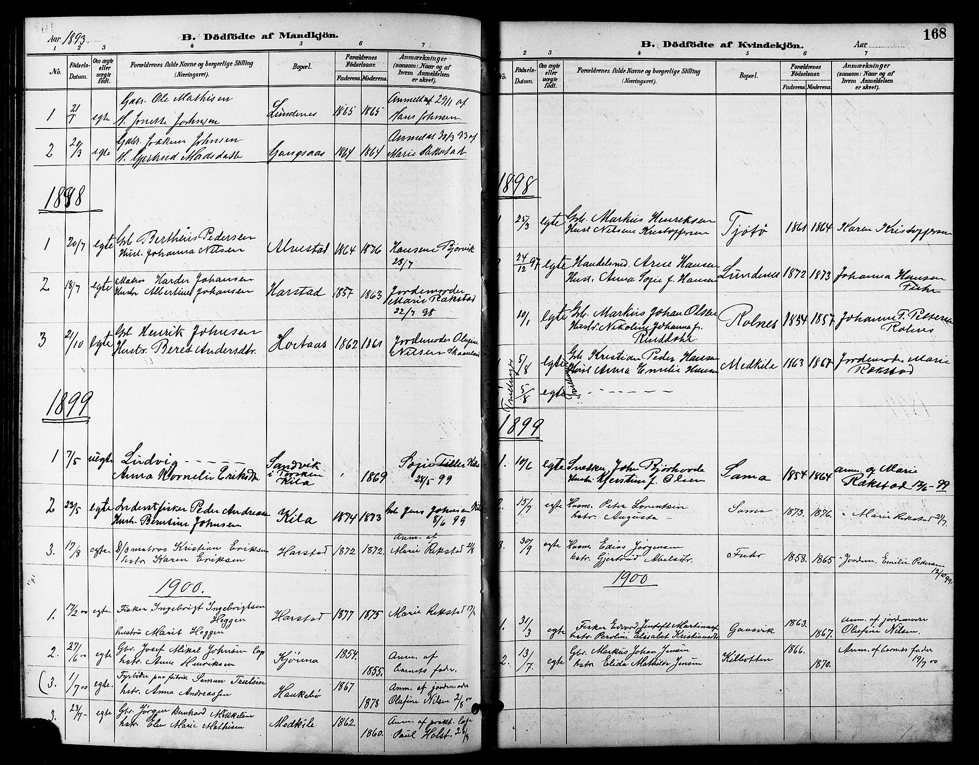Trondenes sokneprestkontor, SATØ/S-1319/H/Hb/L0011klokker: Parish register (copy) no. 11, 1891-1906, p. 168