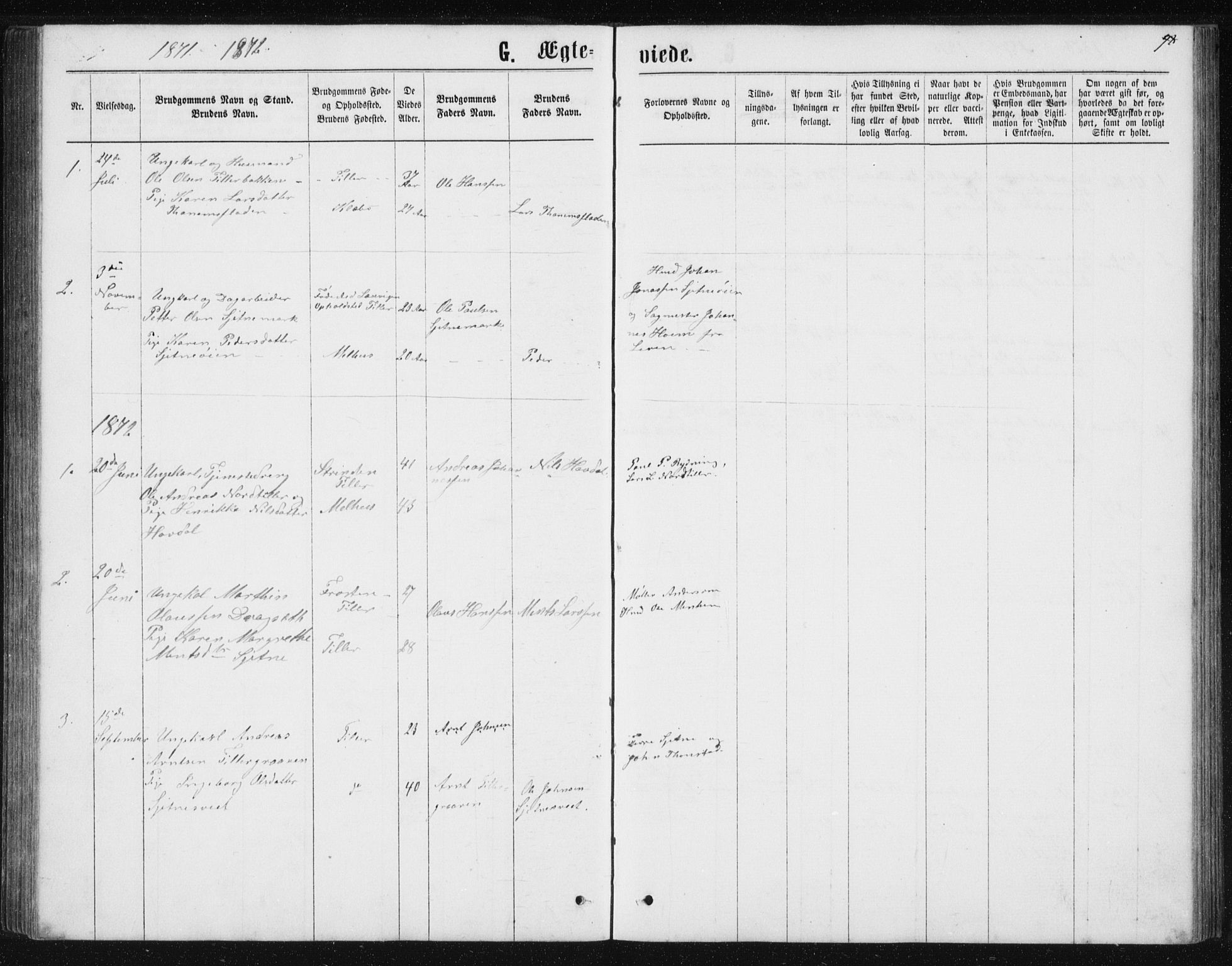 Ministerialprotokoller, klokkerbøker og fødselsregistre - Sør-Trøndelag, AV/SAT-A-1456/621/L0459: Parish register (copy) no. 621C02, 1866-1895, p. 98