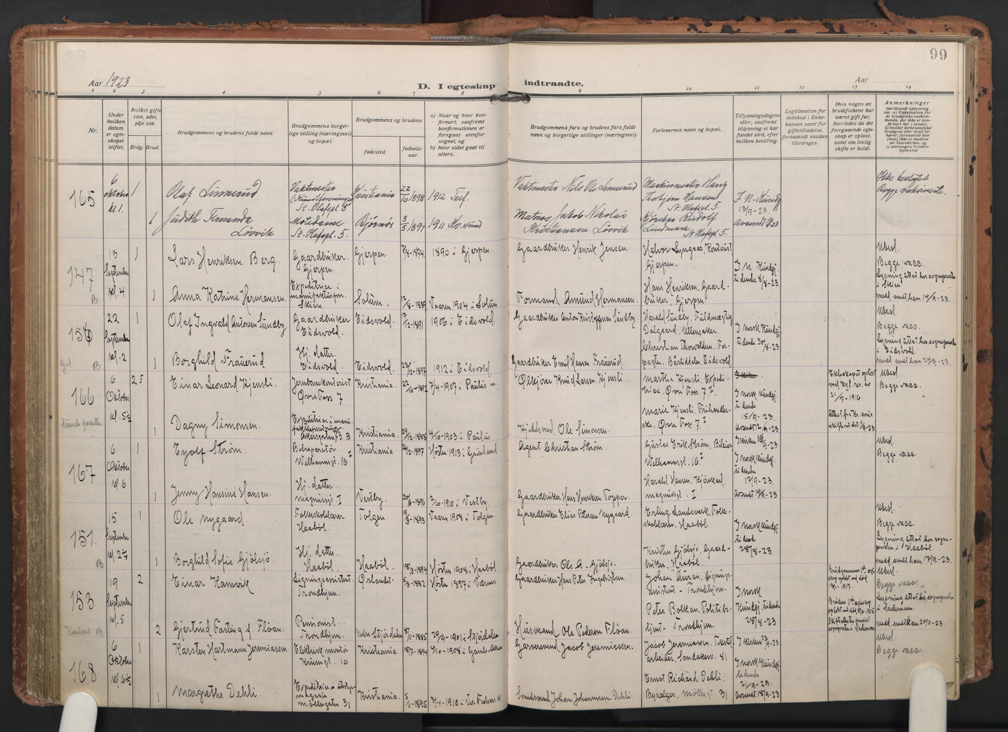 Trefoldighet prestekontor Kirkebøker, AV/SAO-A-10882/F/Fc/L0008: Parish register (official) no. III 8, 1920-1932, p. 99