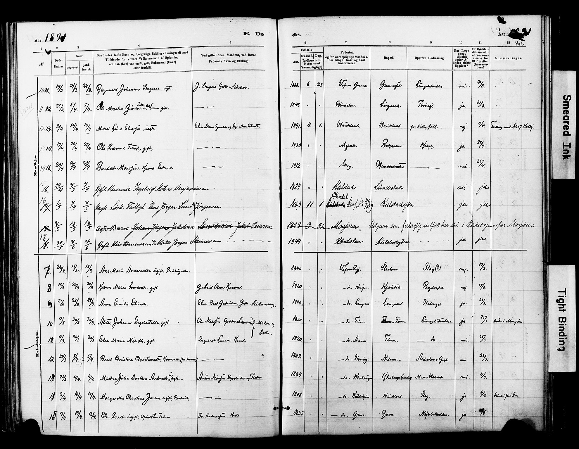 Ministerialprotokoller, klokkerbøker og fødselsregistre - Nordland, AV/SAT-A-1459/820/L0295: Parish register (official) no. 820A16, 1880-1896, p. 406