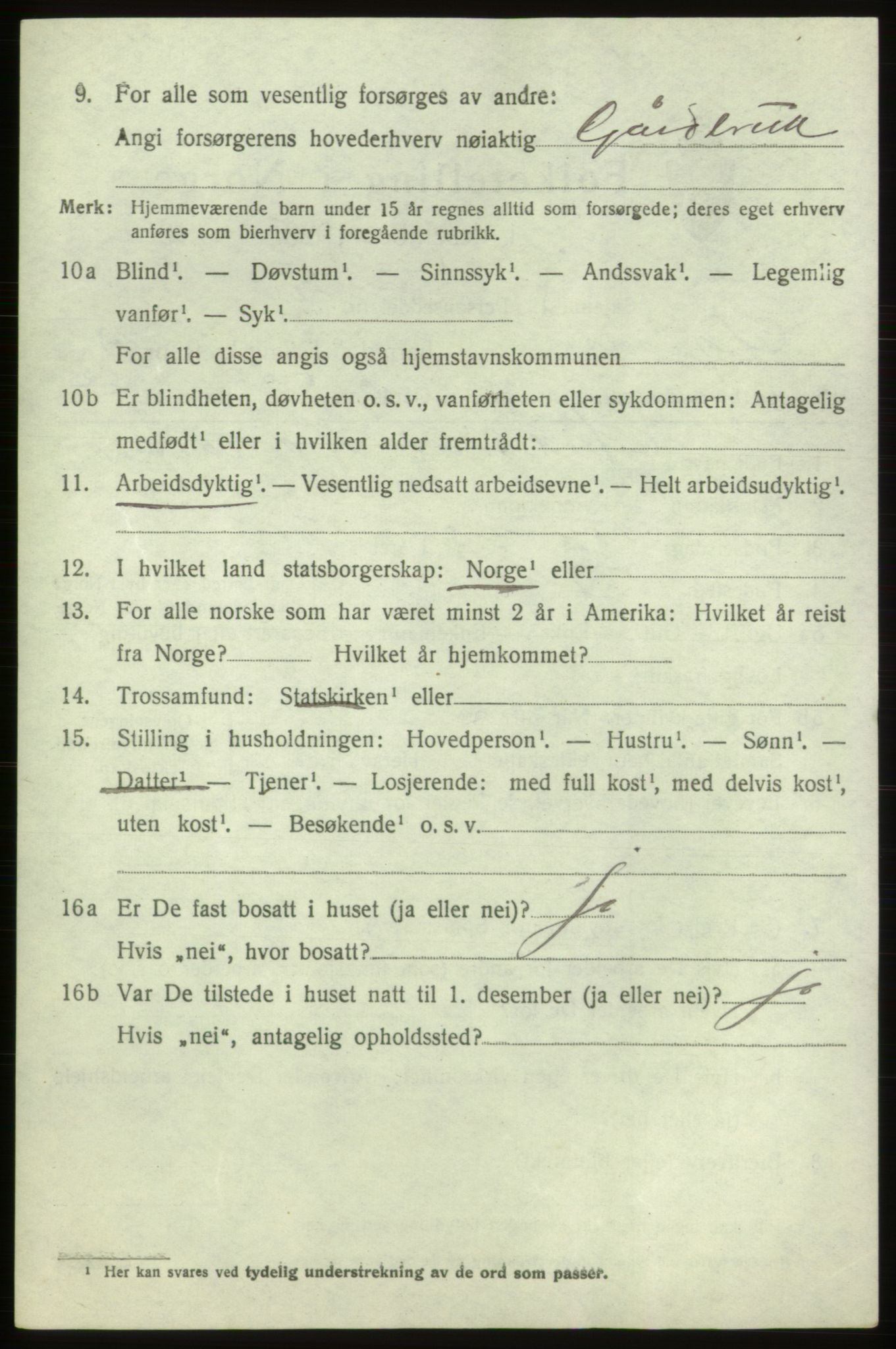 SAB, 1920 census for Tysnes, 1920, p. 4357