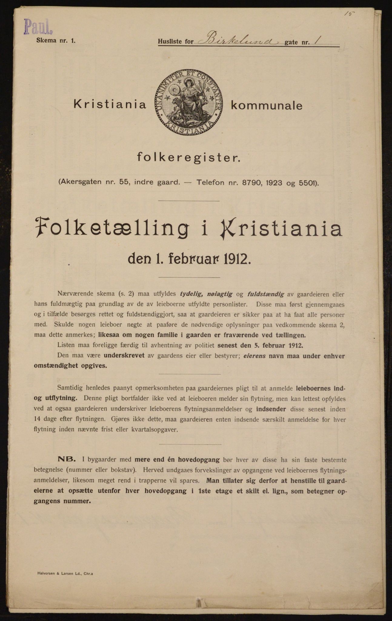 OBA, Municipal Census 1912 for Kristiania, 1912, p. 5029