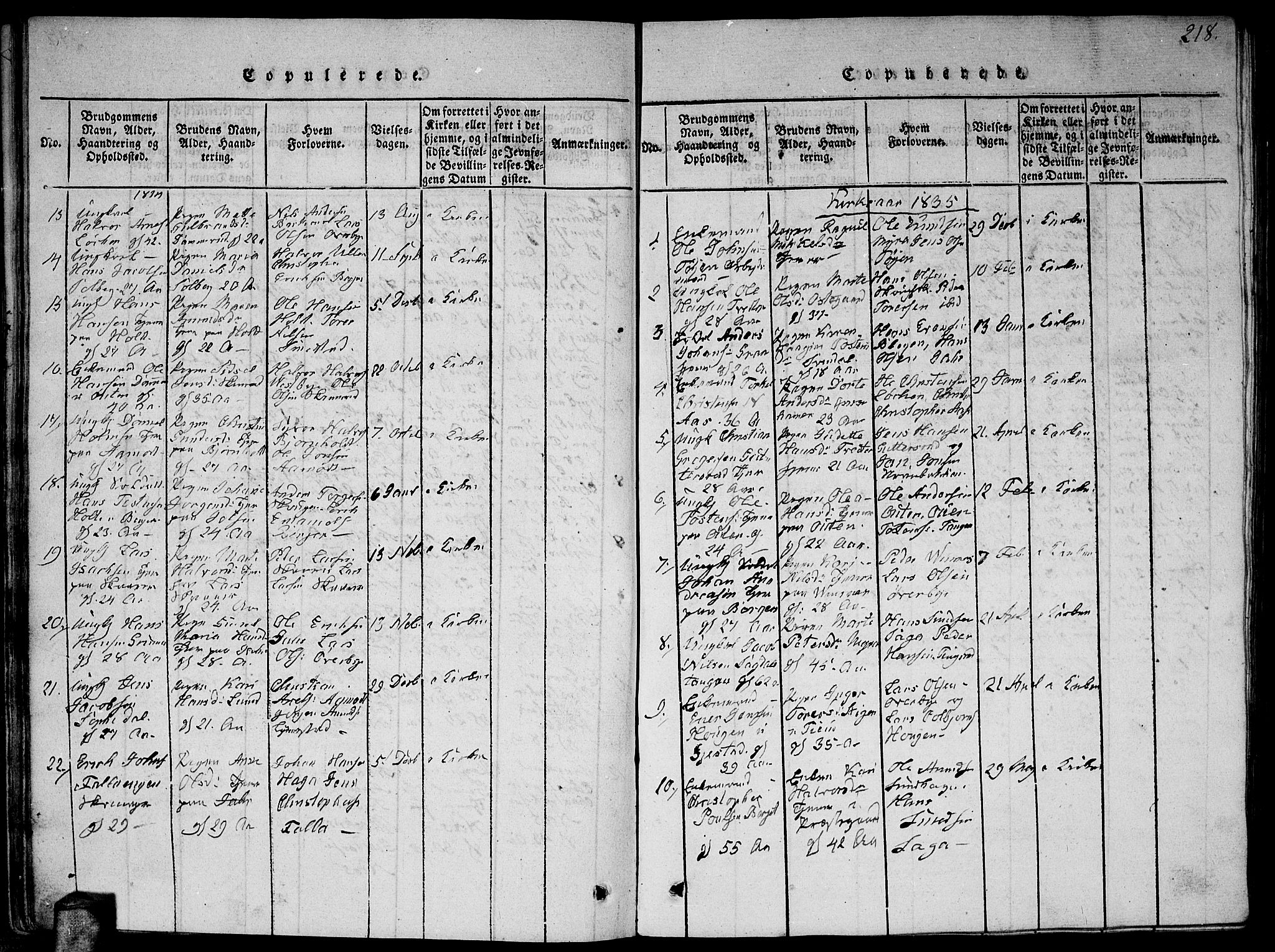 Fet prestekontor Kirkebøker, AV/SAO-A-10370a/G/Ga/L0001: Parish register (copy) no. I 1, 1815-1842, p. 218