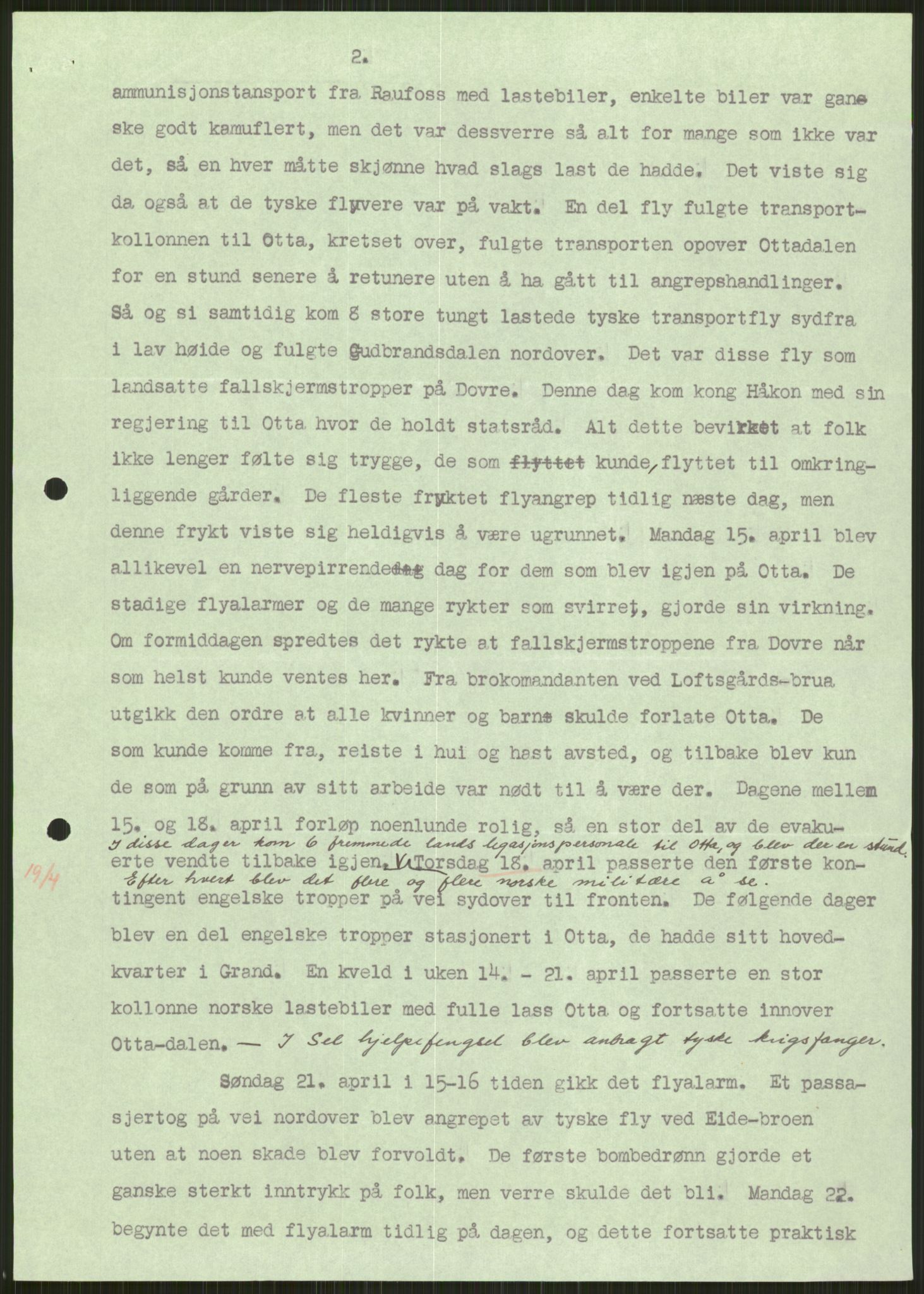 Forsvaret, Forsvarets krigshistoriske avdeling, AV/RA-RAFA-2017/Y/Ya/L0014: II-C-11-31 - Fylkesmenn.  Rapporter om krigsbegivenhetene 1940., 1940, p. 52