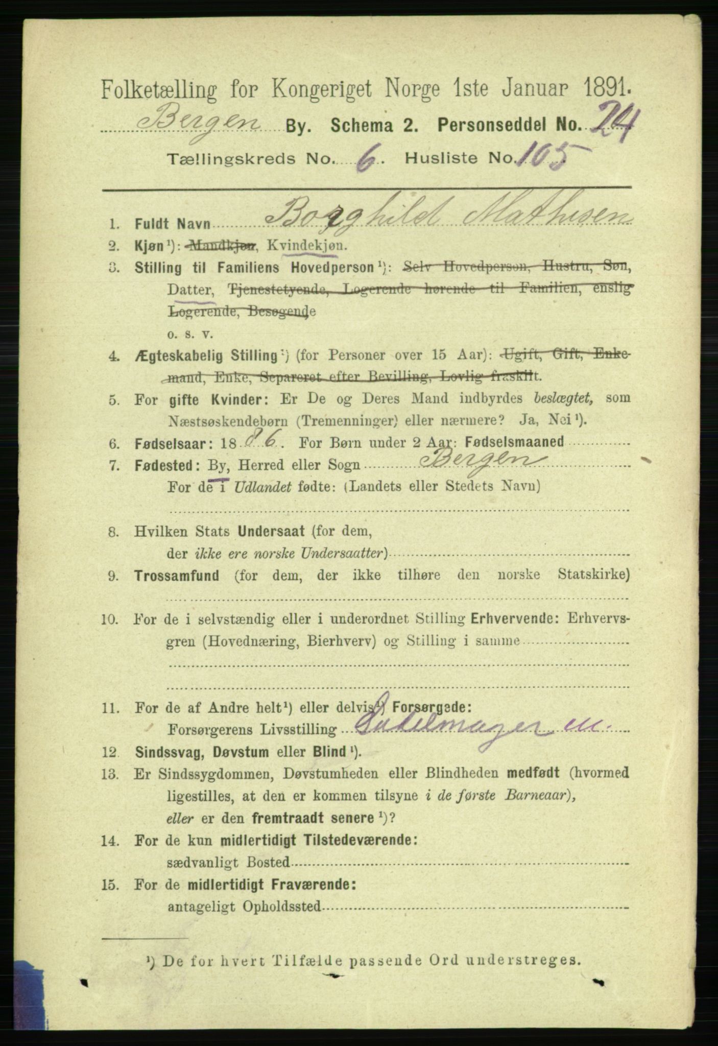 RA, 1891 Census for 1301 Bergen, 1891, p. 15710