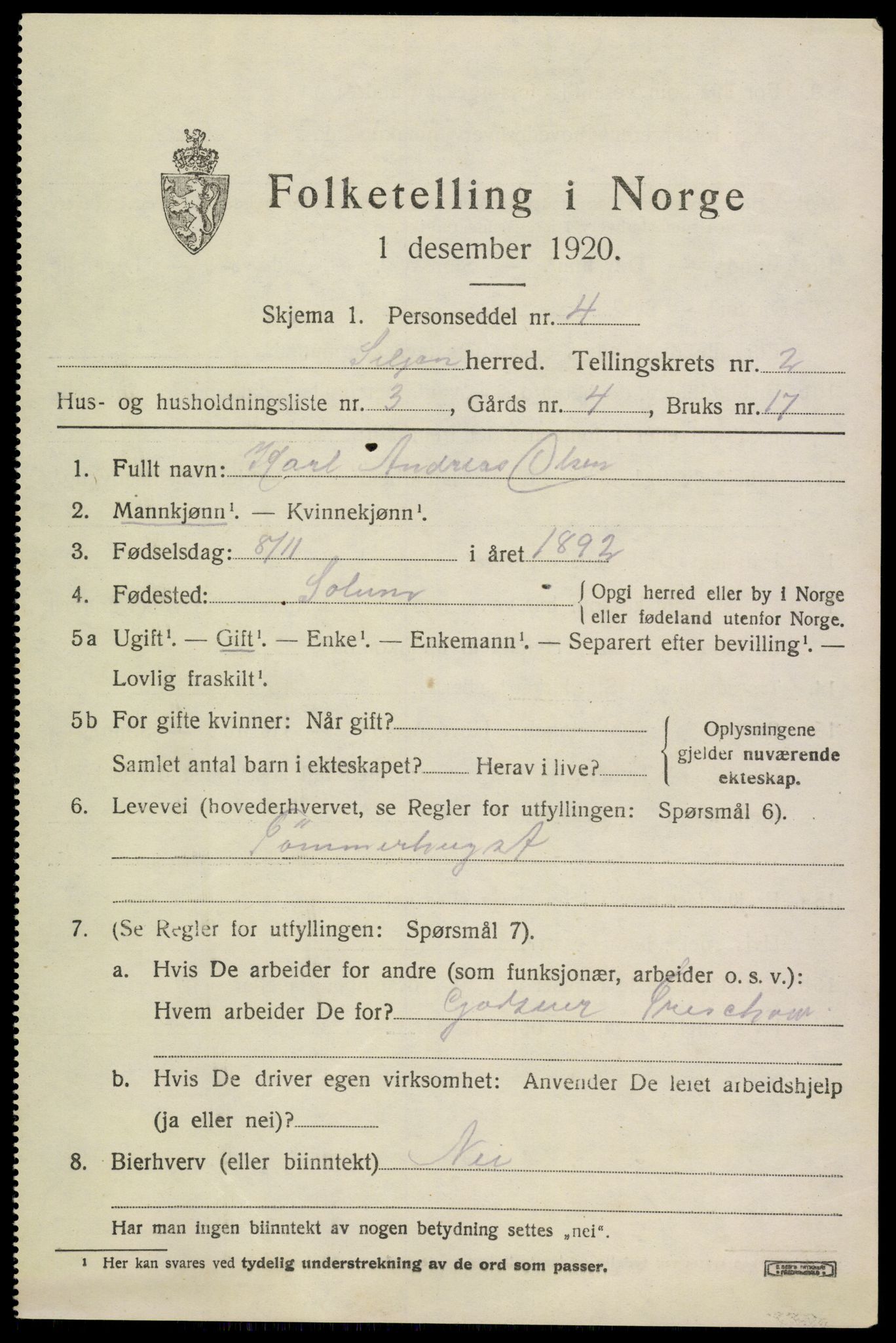 SAKO, 1920 census for Siljan, 1920, p. 963