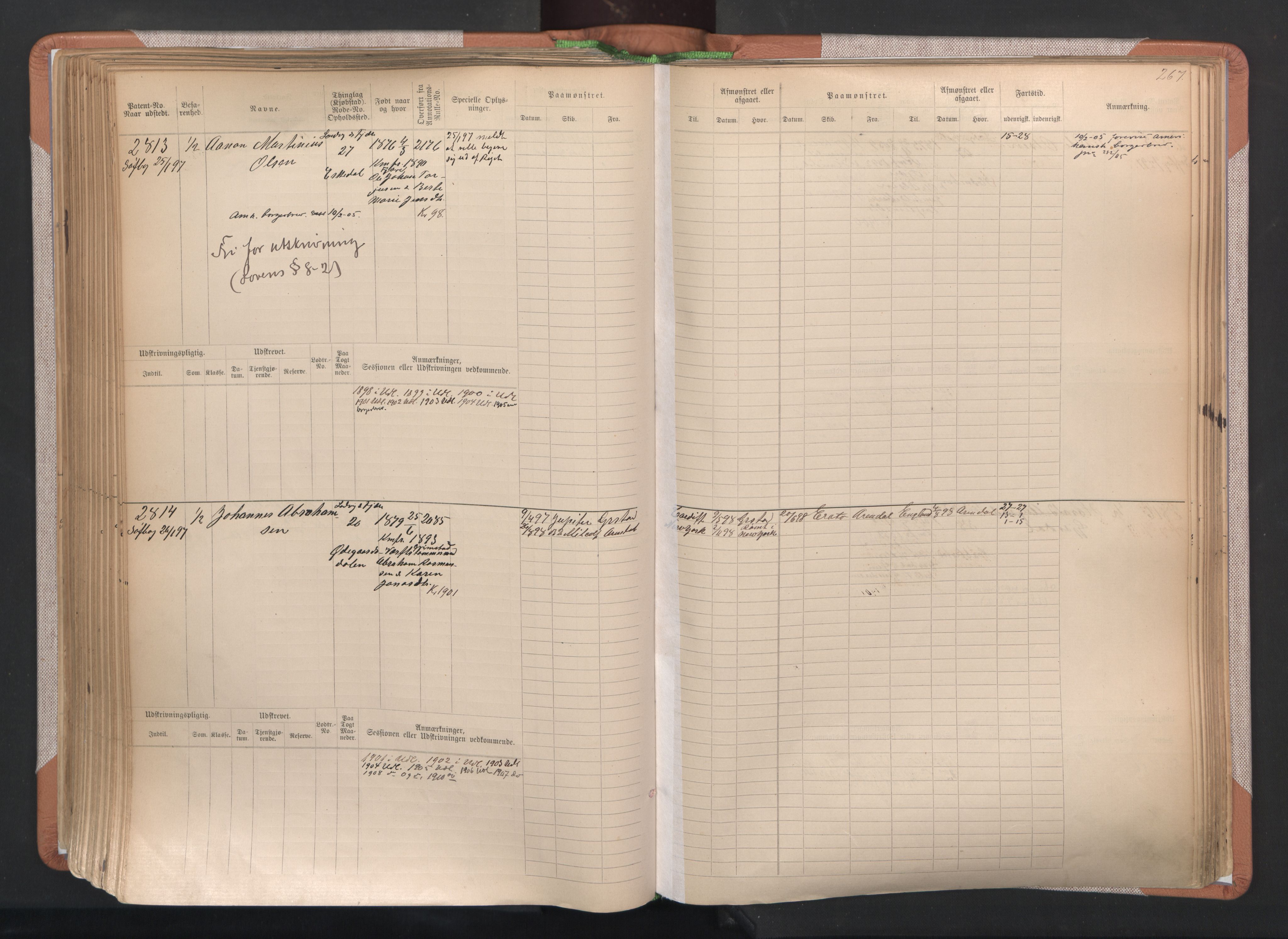 Grimstad mønstringskrets, AV/SAK-2031-0013/F/Fb/L0004: Hovedrulle A nr 2277-3042, F-7, 1889-1940, p. 275