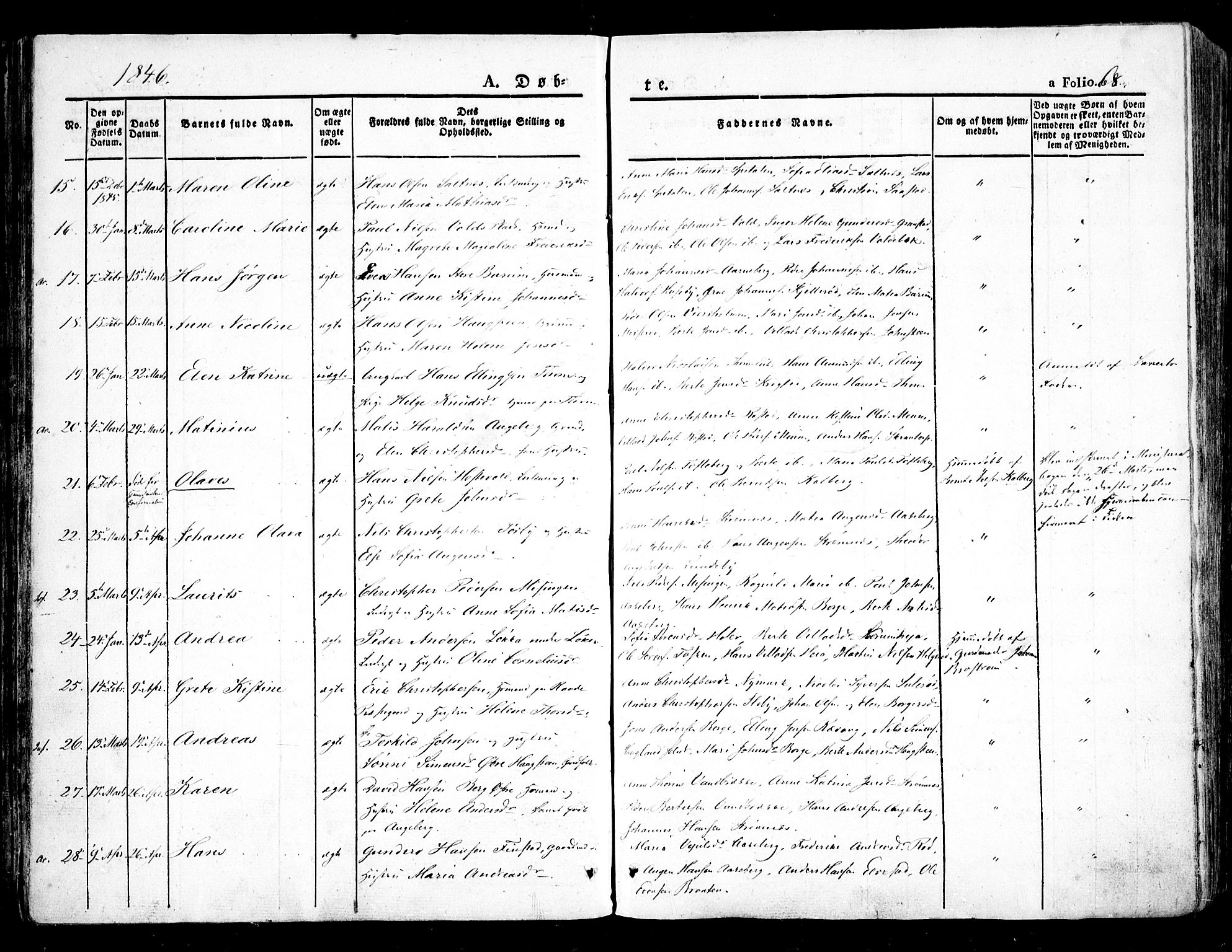 Råde prestekontor kirkebøker, AV/SAO-A-2009/F/Fa/L0005: Parish register (official) no. 5, 1830-1853, p. 68