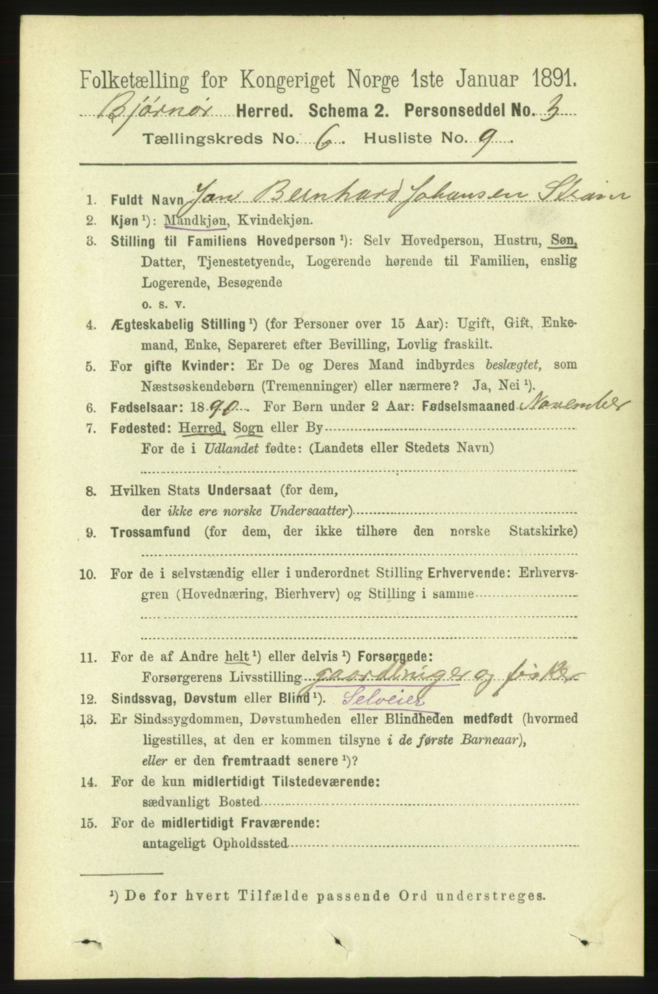 RA, 1891 census for 1632 Bjørnør, 1891, p. 2632
